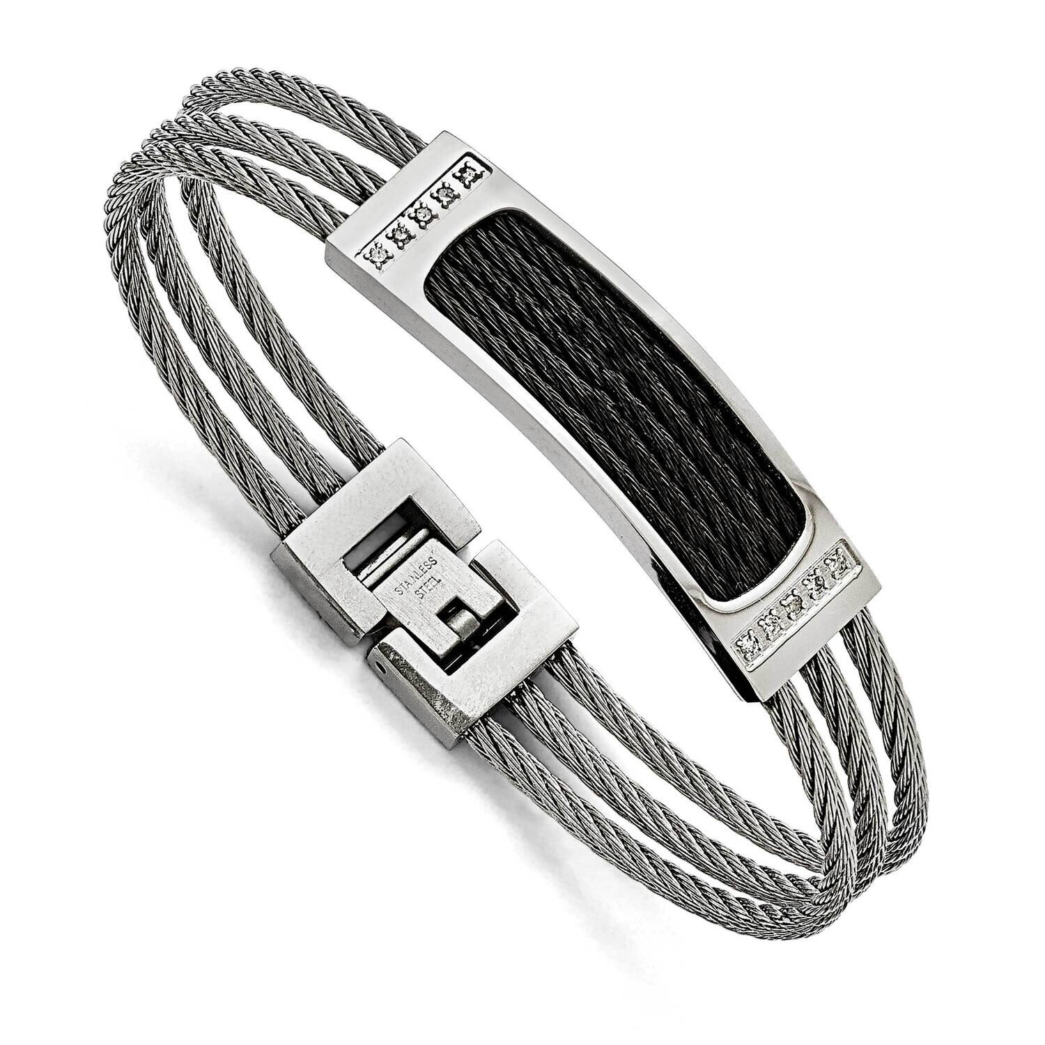 Black IP-plated .15ct tw. Diamond Bracelet Stainless Steel Polished SRB1548-7.75 by Chisel, MPN: SR…