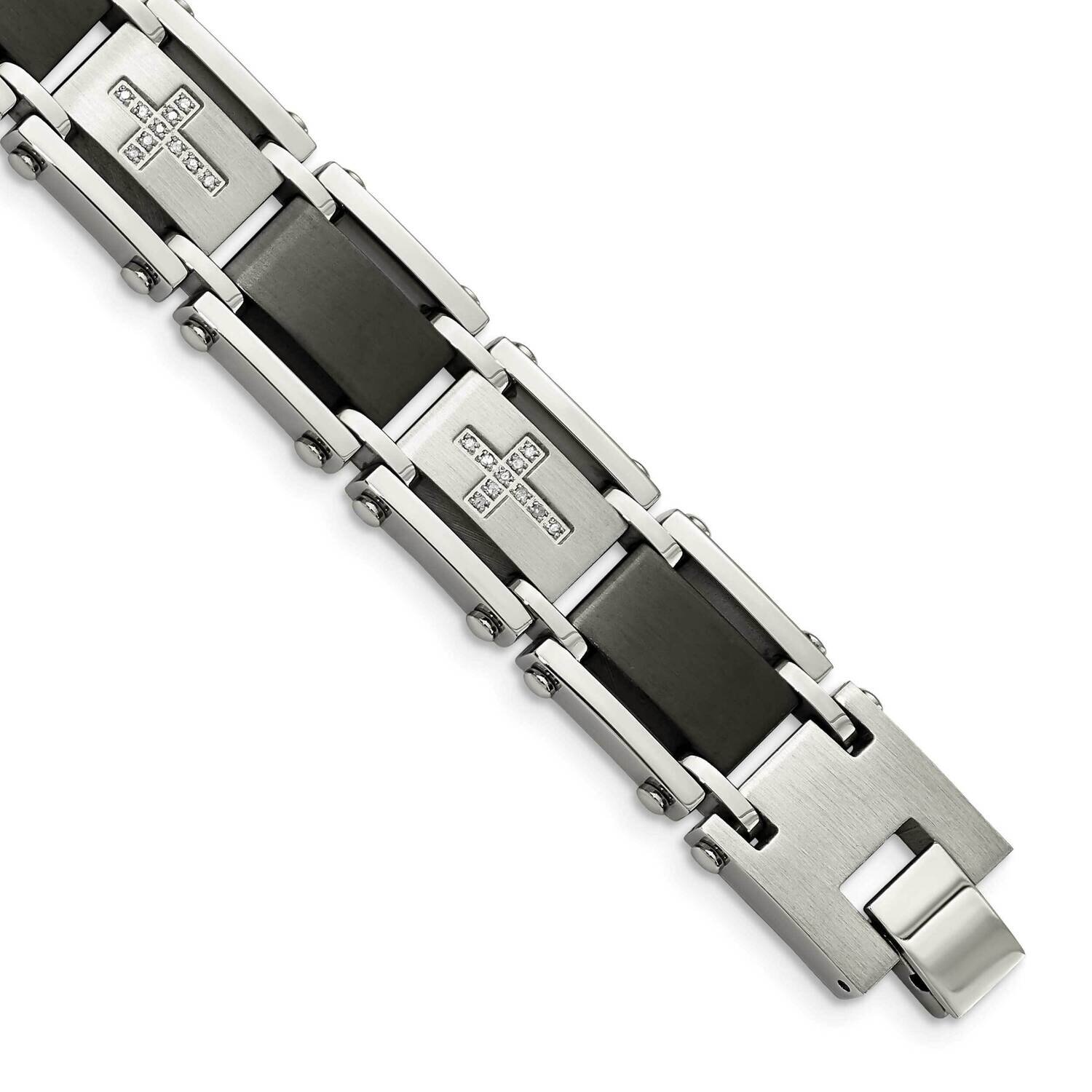 Black IP-plated &amp; 1/4ct. Diamond 8.75 Inch Bracelet Stainless Steel SRB339-8.75 by Chisel, MPN: SRB…