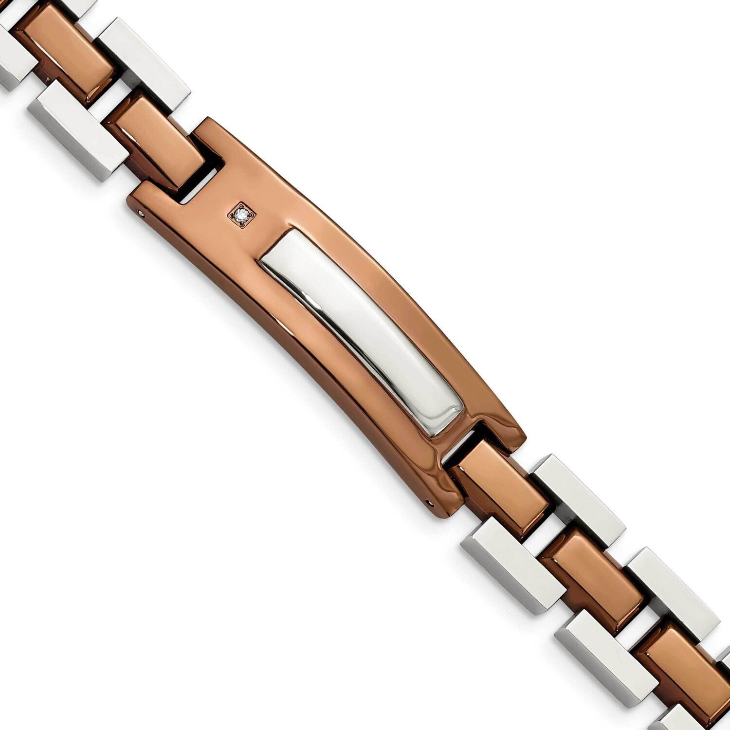 Brown IP-plated Diamond 8.5 Inch Bracelet Stainless Steel SRB342-8.5