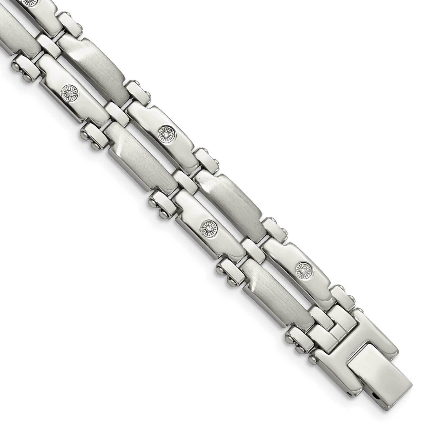 14k Gold White Gold Accents &amp; Diamonds 8.5 Inch Bracelet Stainless Steel SRB414-8.5 by Chisel, MPN:…