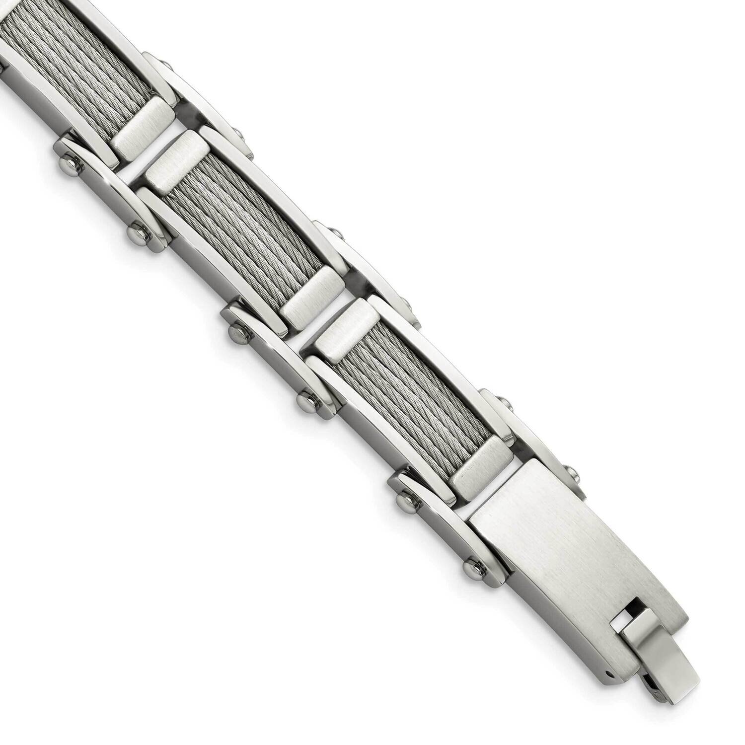 Wire Brushed &amp; Polished 8.5 Inch Bracelet Stainless Steel SRB429-8.5 by Chisel, MPN: SRB429-8.5, 88…