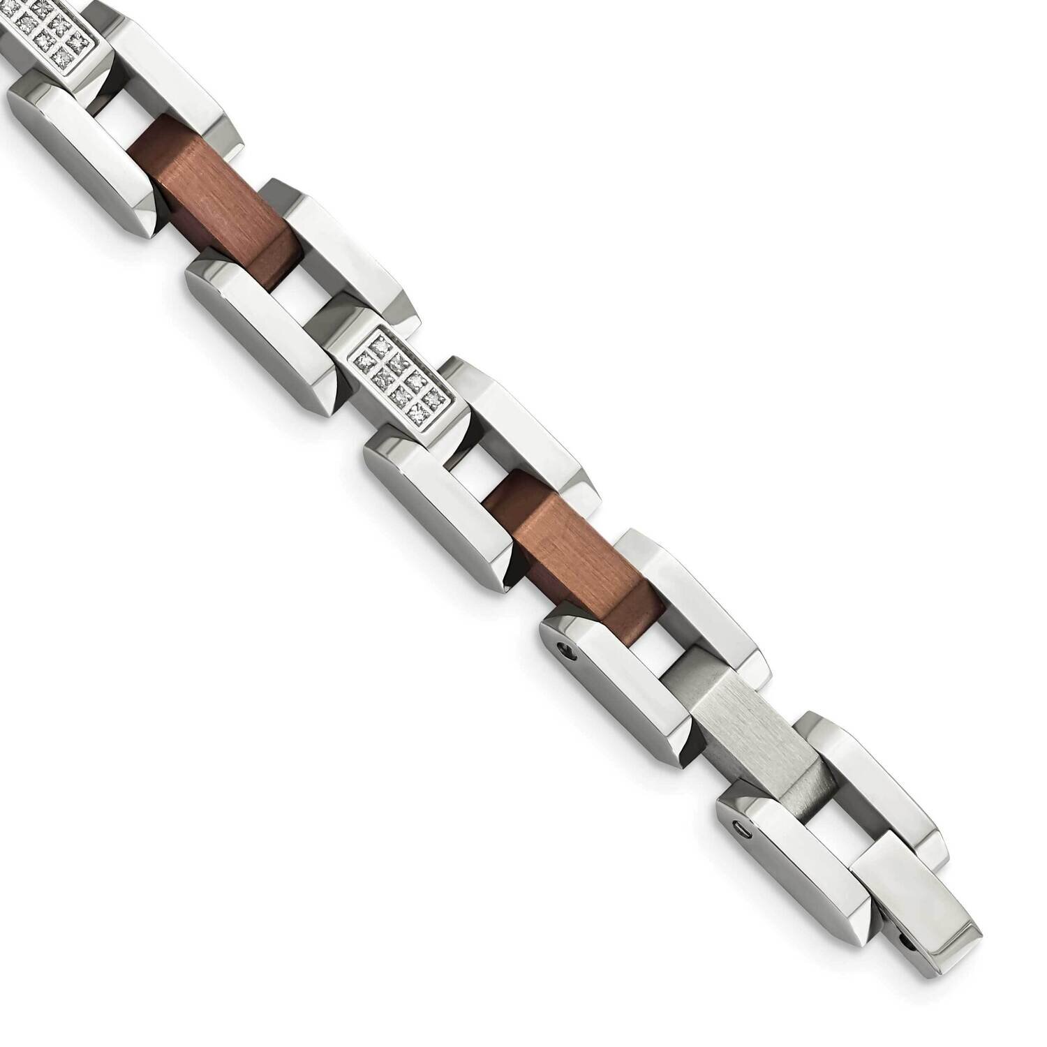 Brown IP-plated 1/4ct. Diamond 8.5 Inch Bracelet Stainless Steel SRB453-8.5 by Chisel, MPN: SRB453-…