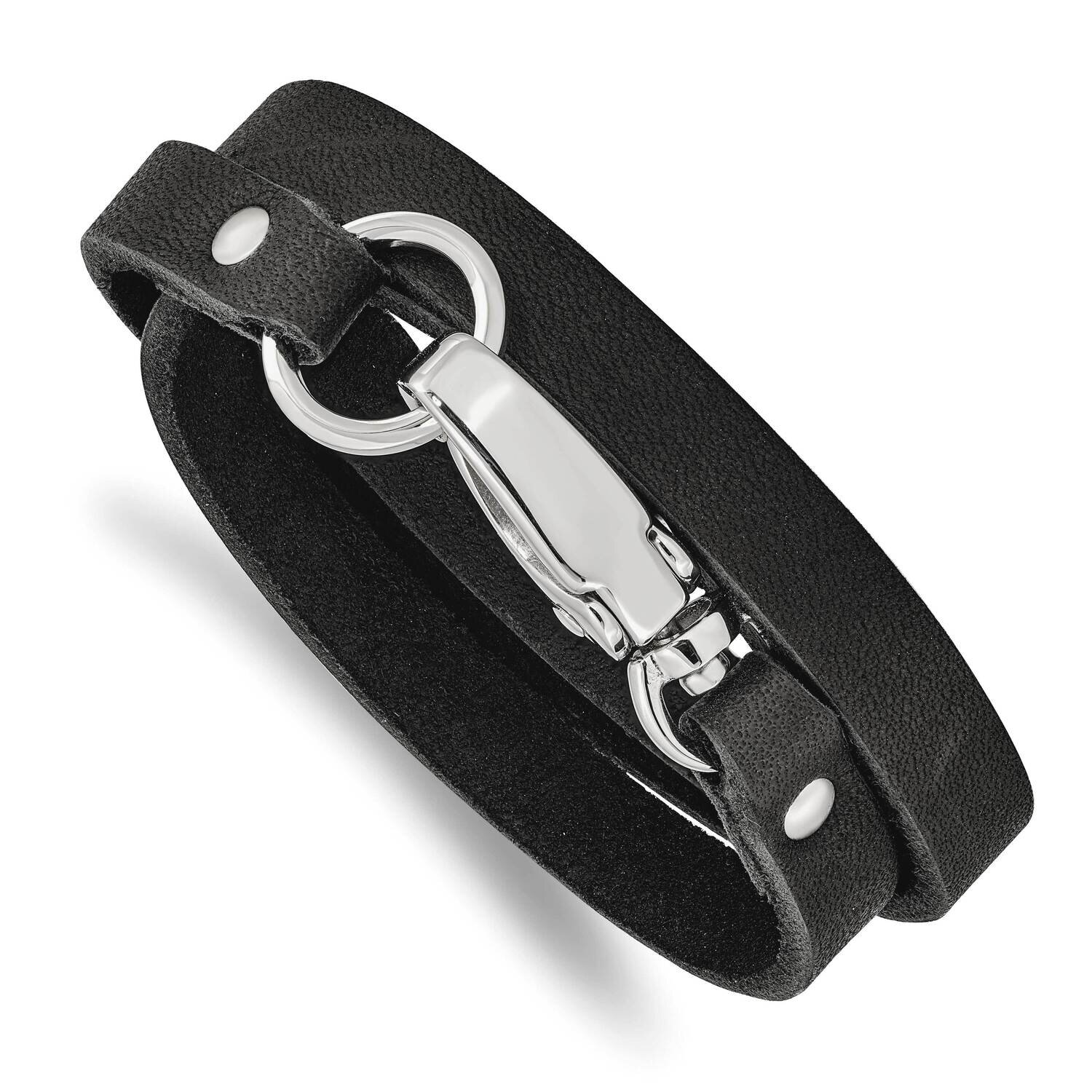 Black Leather Wrap Bracelet Stainless Steel SRB531-25 by Chisel, MPN: SRB531-25, 886774035758