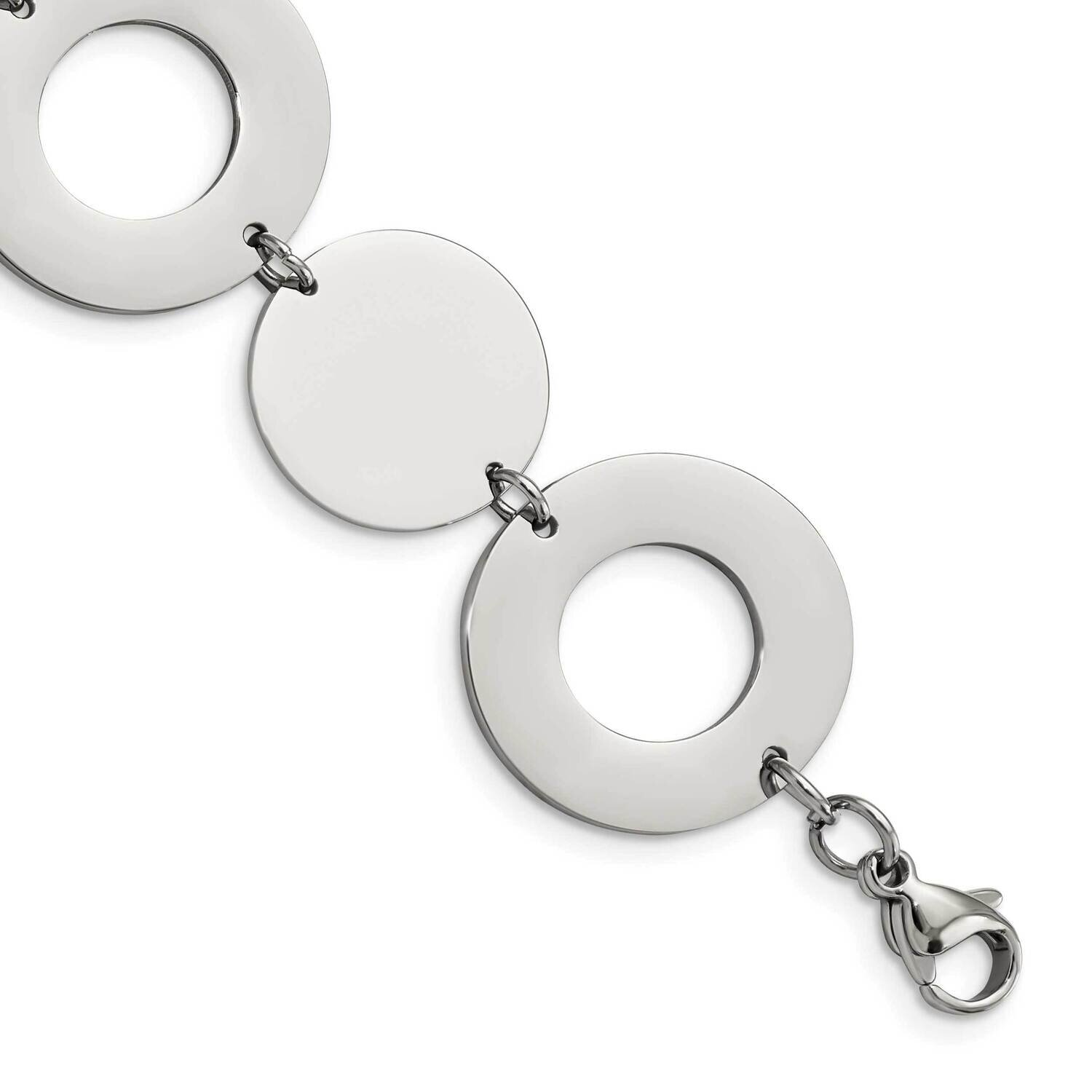Circles 7.5 Inch Bracelet Stainless Steel Polished SRB602-7.5