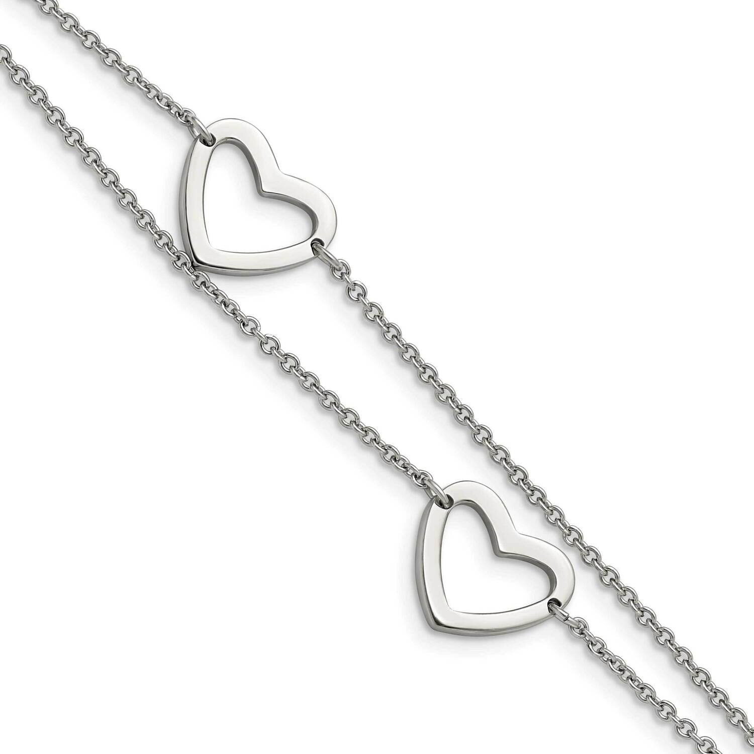 Hearts Bracelet Stainless Steel SRB789-7.5 by Chisel, MPN: SRB789-7.5, 886774971667