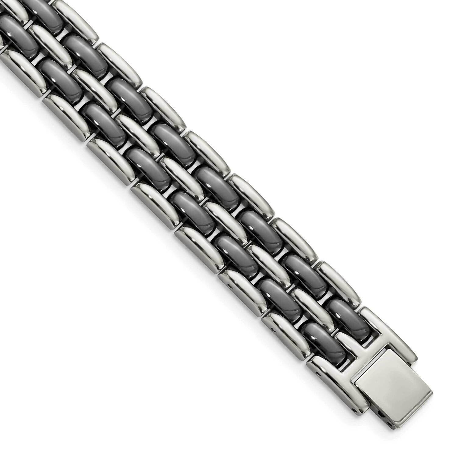 Double Row Black Ceramic 8.25 Inch Bracelet Stainless Steel SRB798-8.25 by Chisel, MPN: SRB798-8.25…