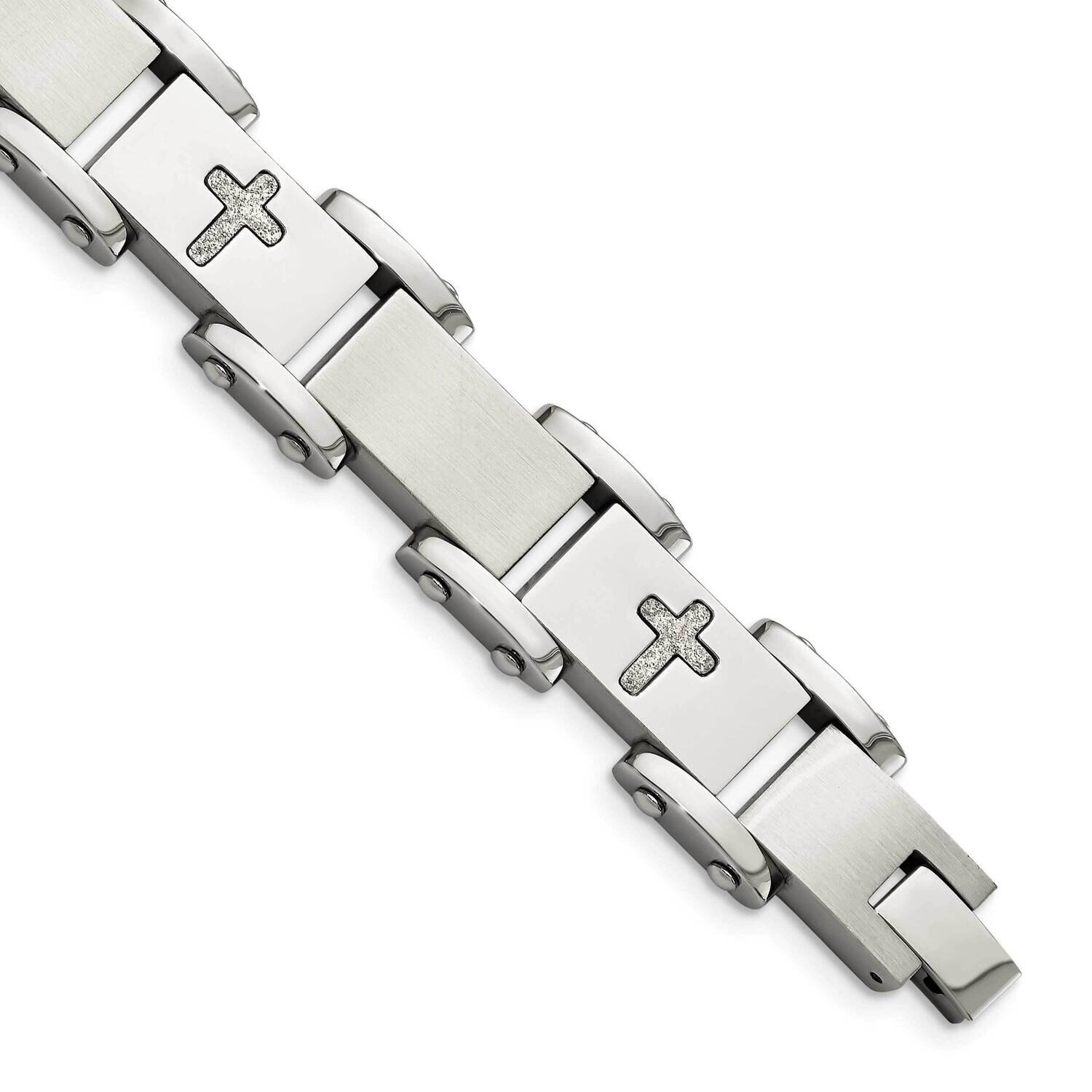 Laser Cut Crosses 8.75 Inch Bracelet Stainless Steel SRB828-8.75 by Chisel, MPN: SRB828-8.75, 88677…