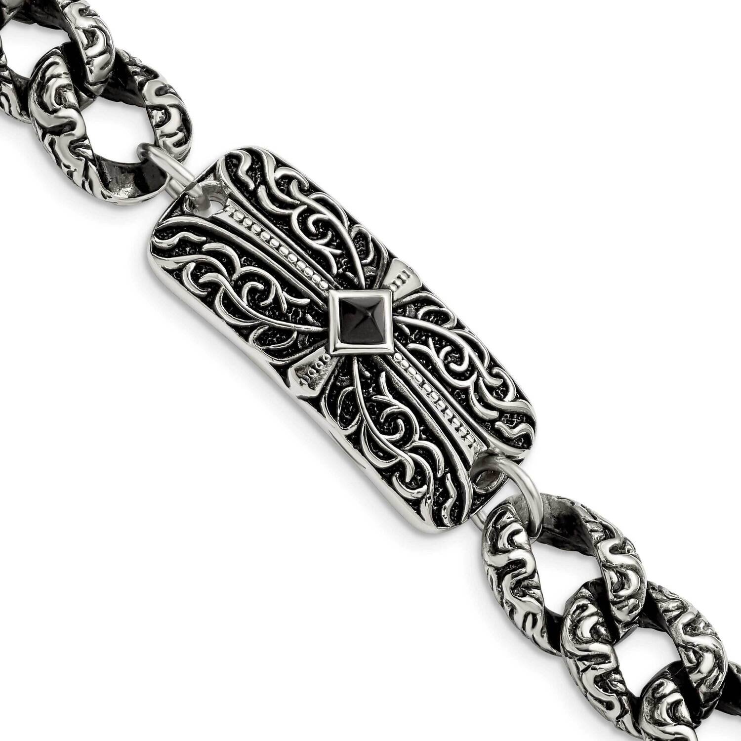 9 Inch Bracelet Stainless Steel Antiqued SRB839-9 by Chisel, MPN: SRB839-9, 191101391583