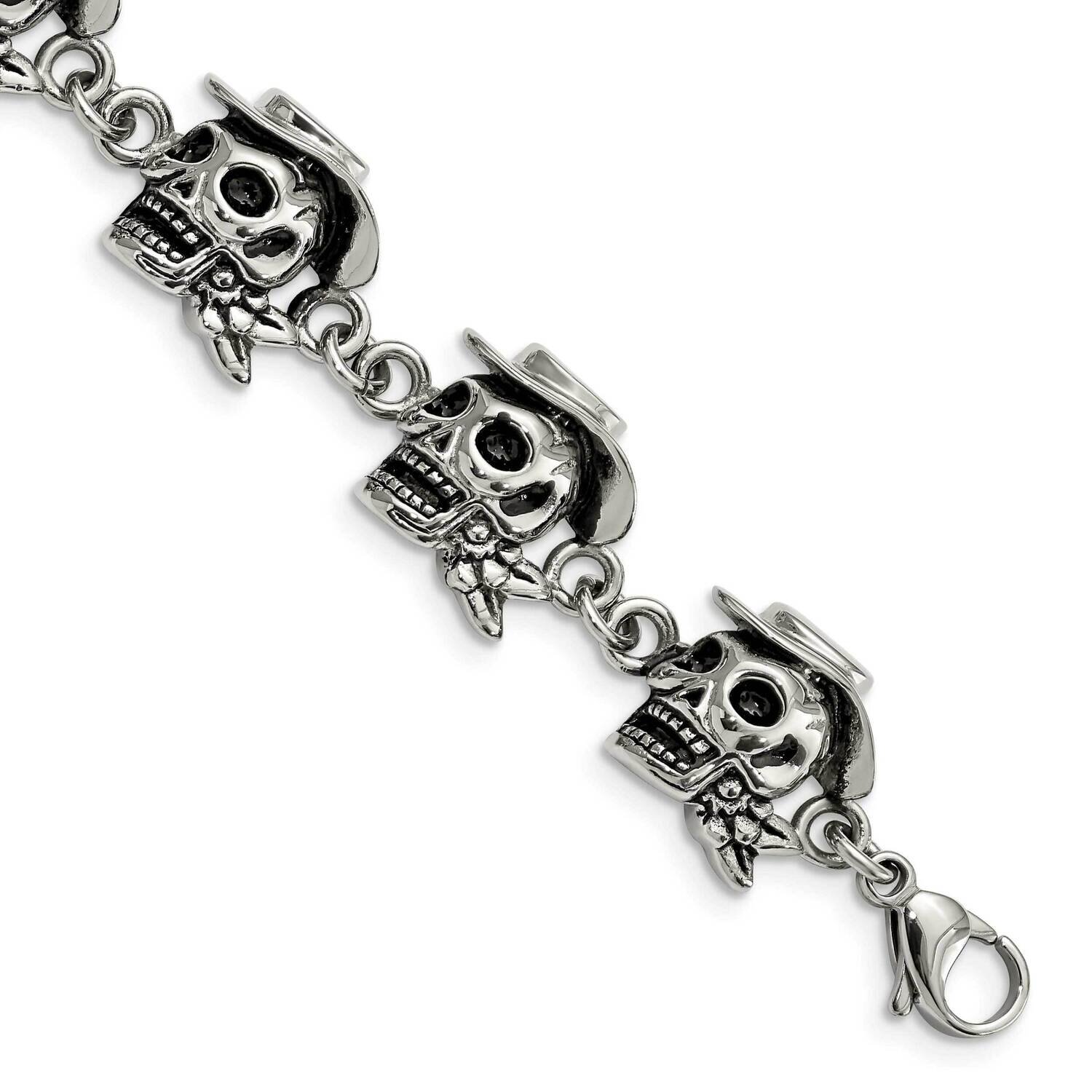 Pirates Hat 8.5 Inch Bracelet Stainless Steel Antiqued SRB899-8.5 by Chisel, MPN: SRB899-8.5, 19110…