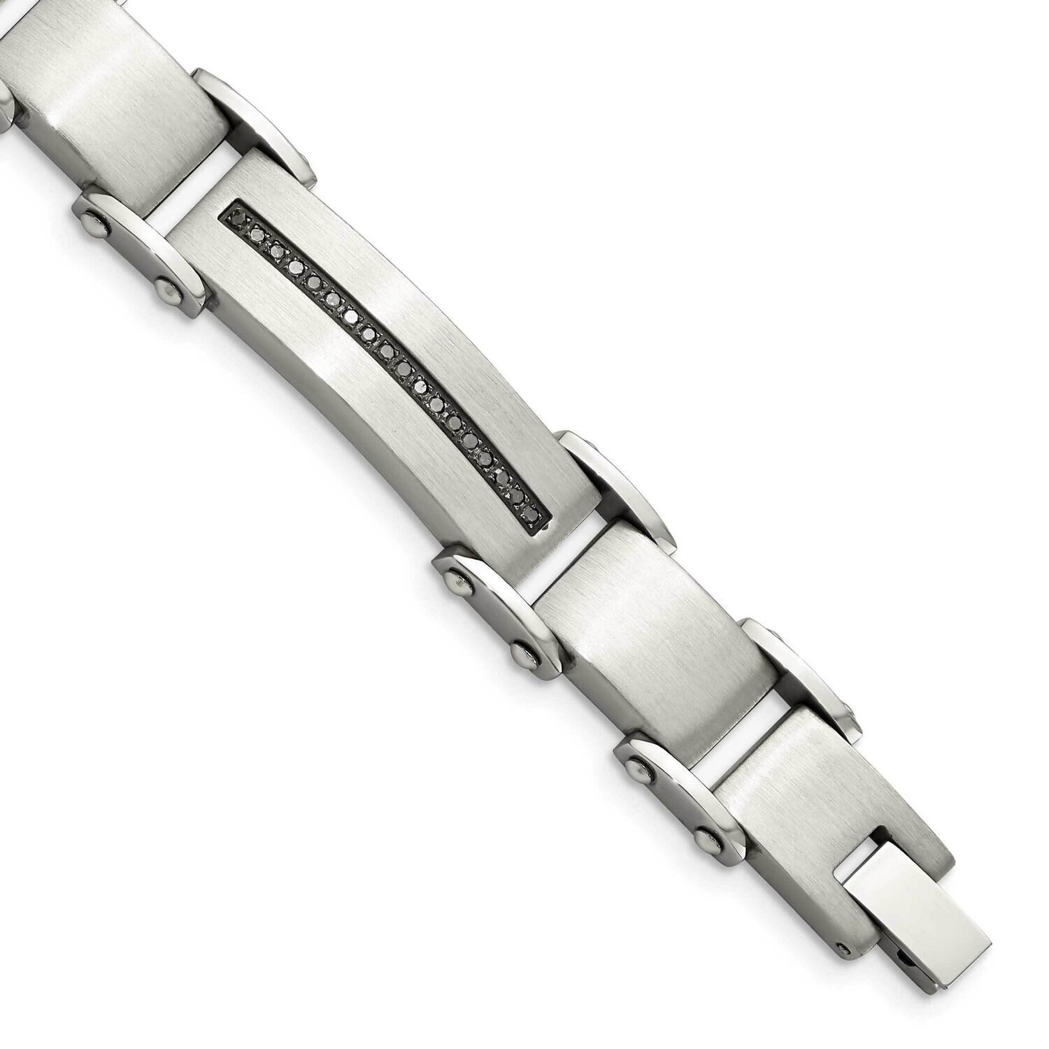 Black Diamonds Brushed &amp; Polished 8.5 Inch Bracelet Stainless Steel SRB918-8.5 by Chisel, MPN: SRB9…