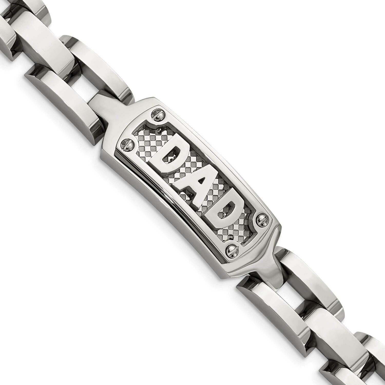Textured Dad Bracelet Stainless Steel Polished SRB929-8.5 by Chisel, MPN: SRB929-8.5, 886774670812