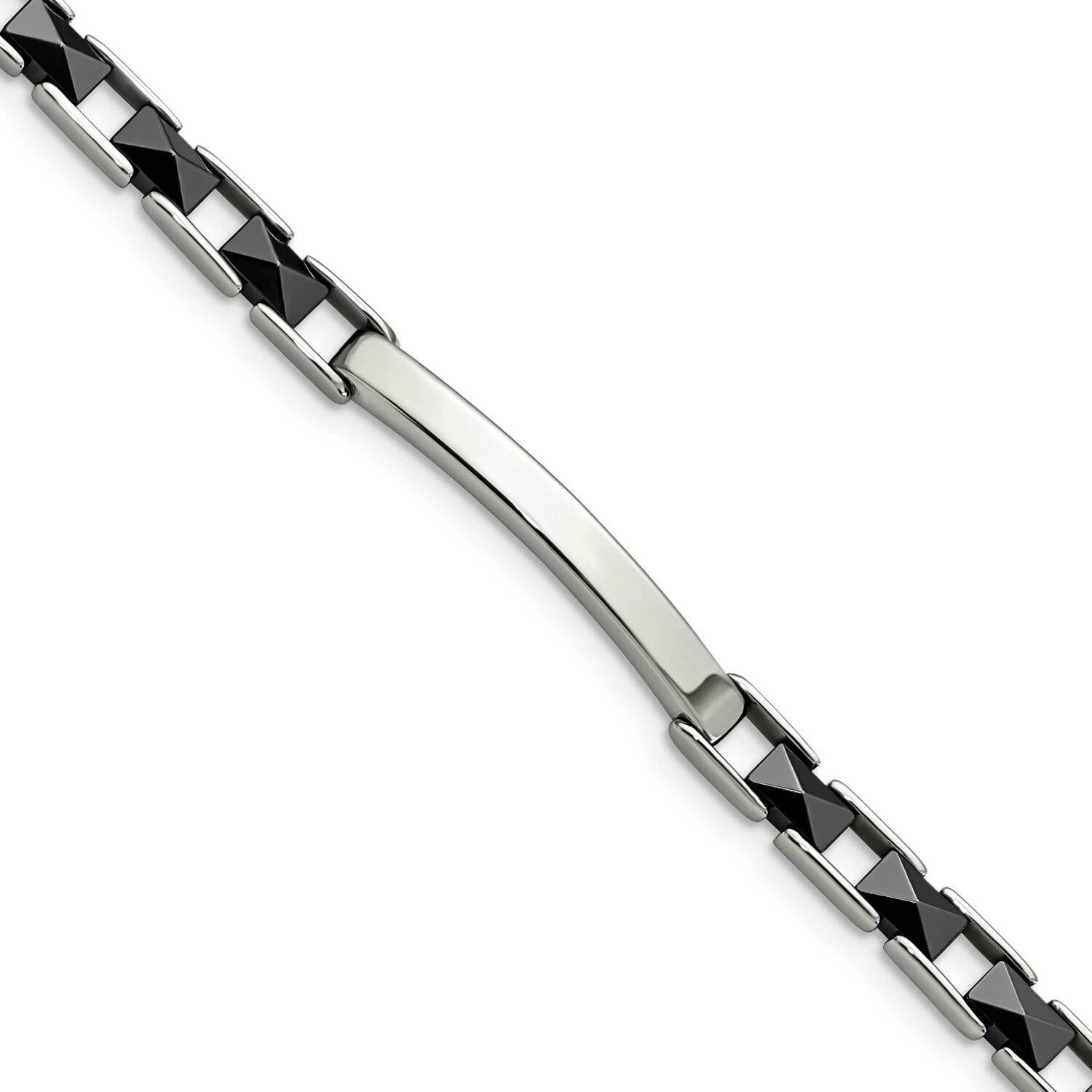 Black Ceramic 7.5 Inch Bracelet Stainless Steel SRB946-7.5