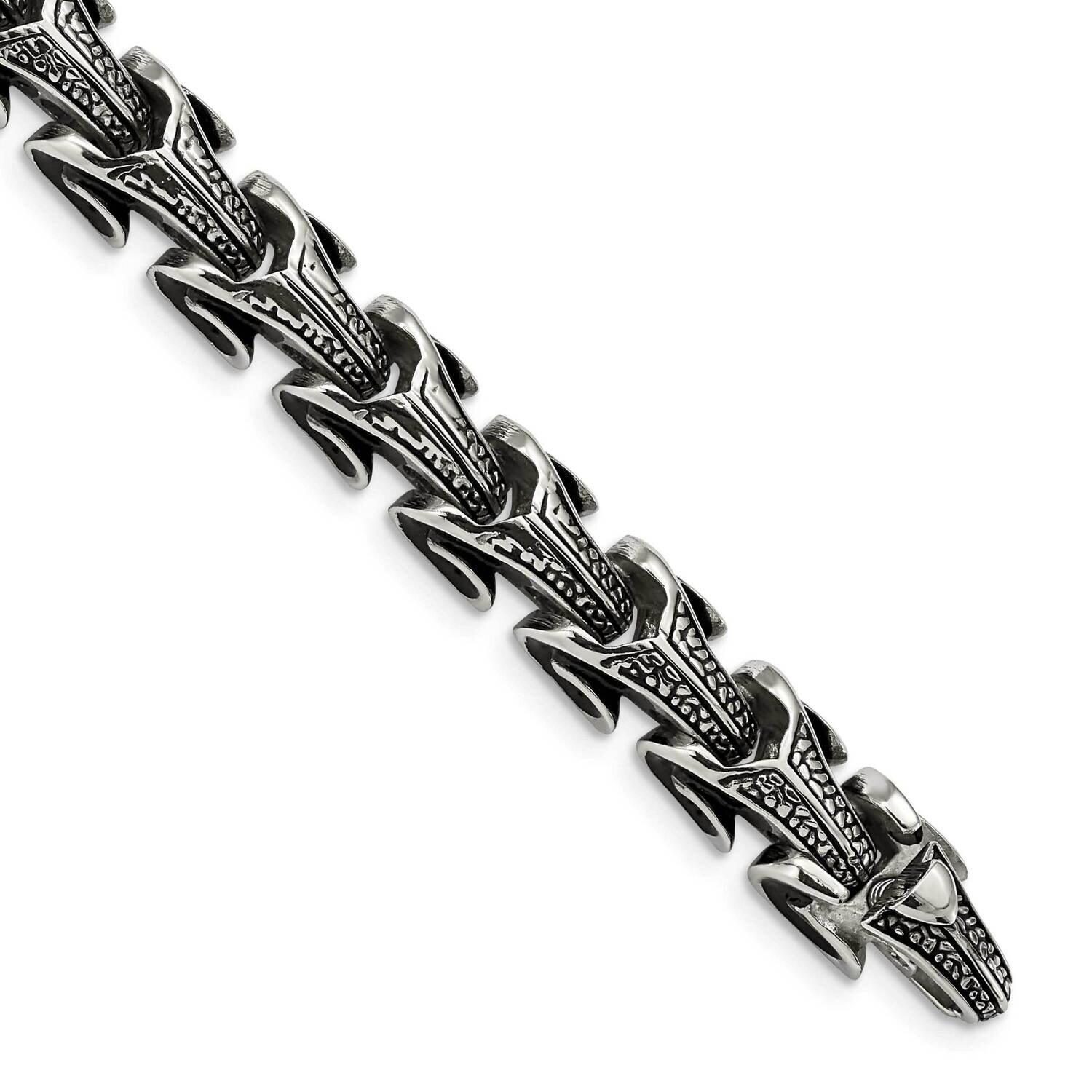 Bracelet Stainless Steel Antiqued SRB983-8.5
