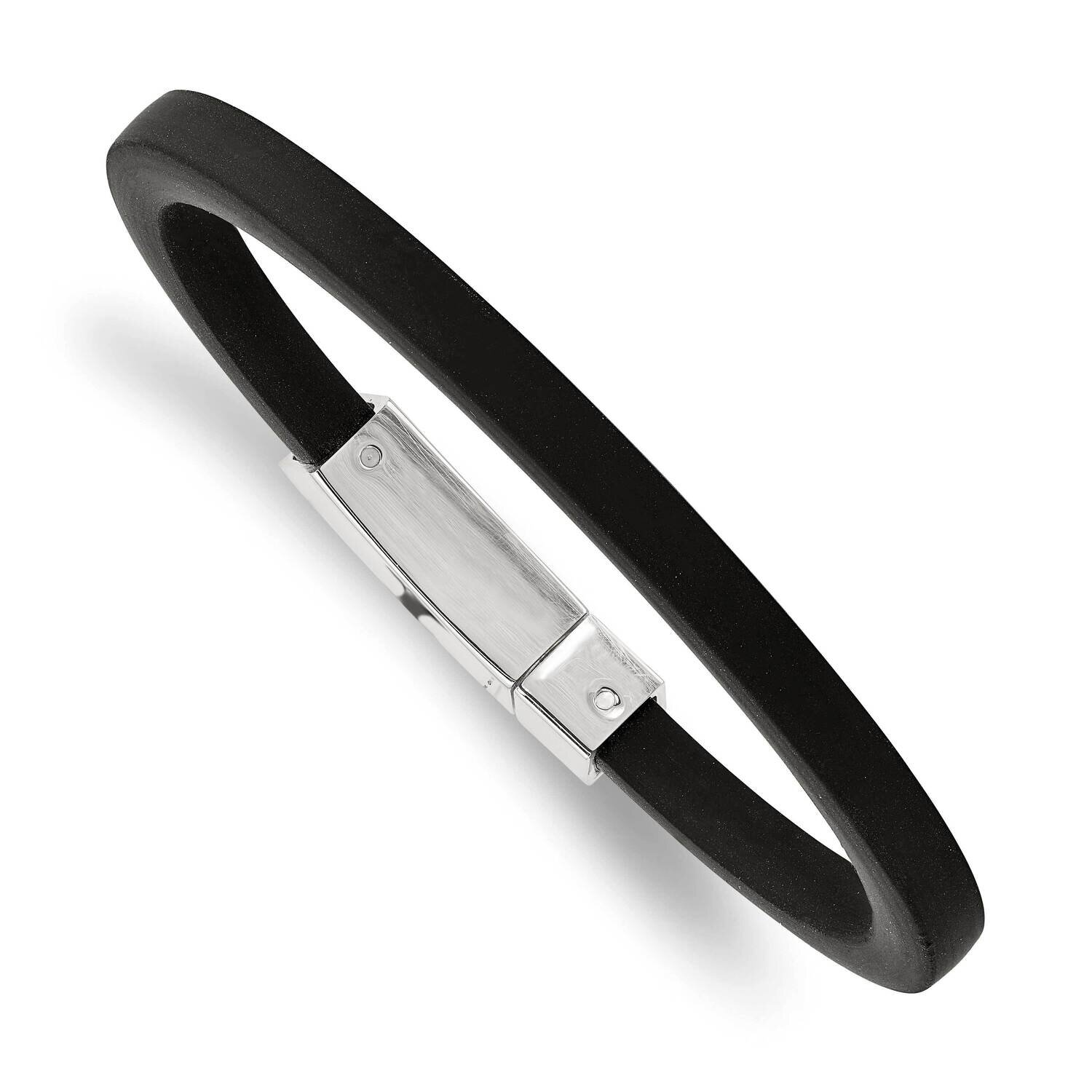 Black Rubber 8.5 Inch Bracelet Stainless Steel SRB991-8.5