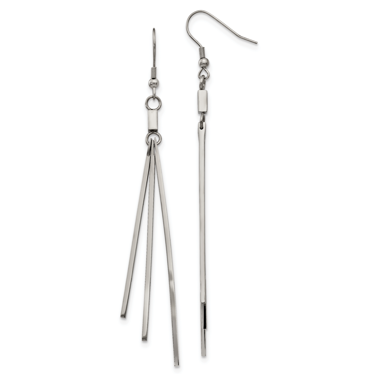Bar Dangle Shepherds Hook Earrings Stainless Steel Polished SRE1020 by Chisel, MPN: SRE1020, 191101…