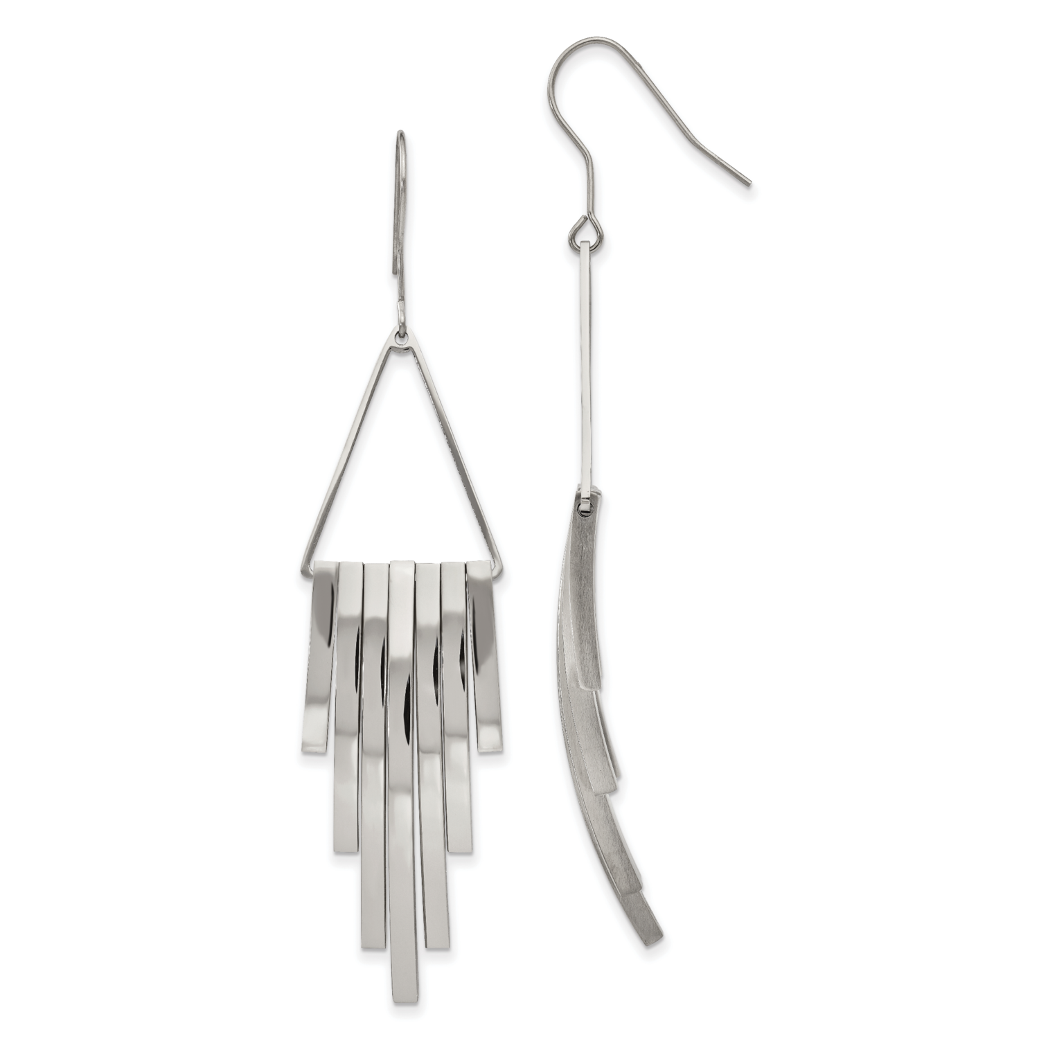 Bar Shepherd Hook Dangle Earrings Stainless Steel Polished SRE1027 by Chisel, MPN: SRE1027, 1911016…