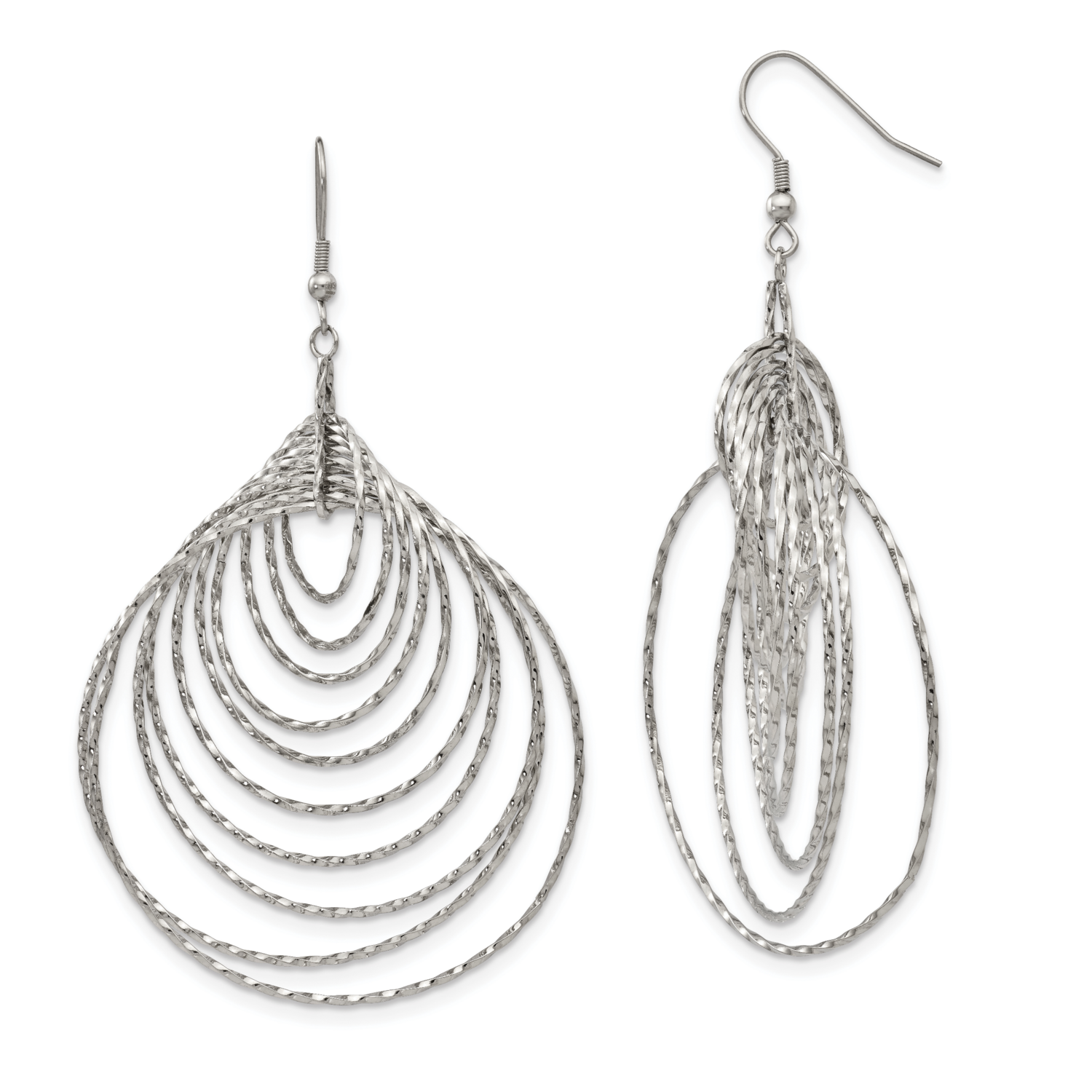 Twisted Circles Shepherd Hook Earrings Stainless Steel Polished SRE1028 by Chisel, MPN: SRE1028, 19…