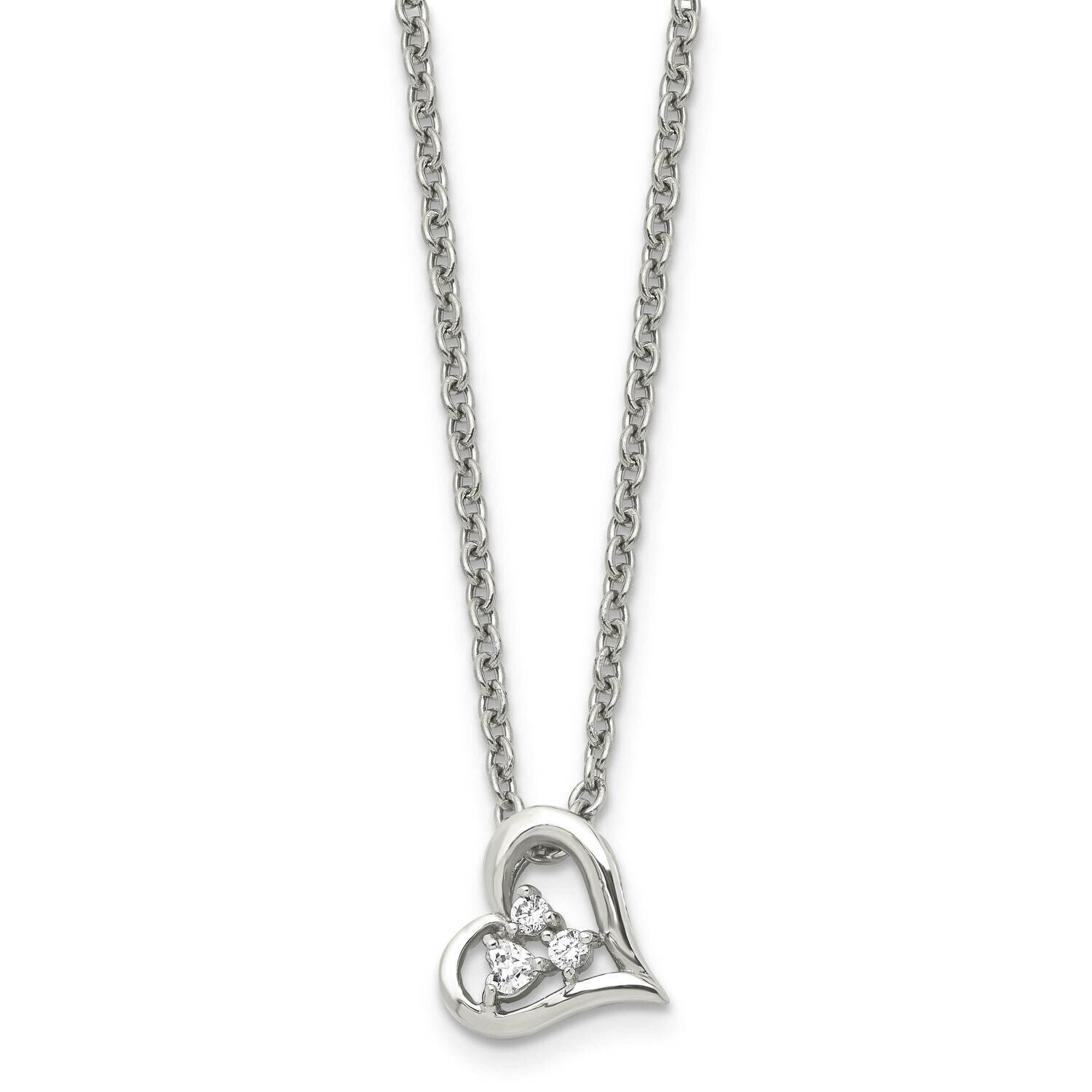 Heart CZ Stone Pendant 18 Inch Necklace Stainless Steel SRN1014-18 by Chisel, MPN: SRN1014-18, 1911…