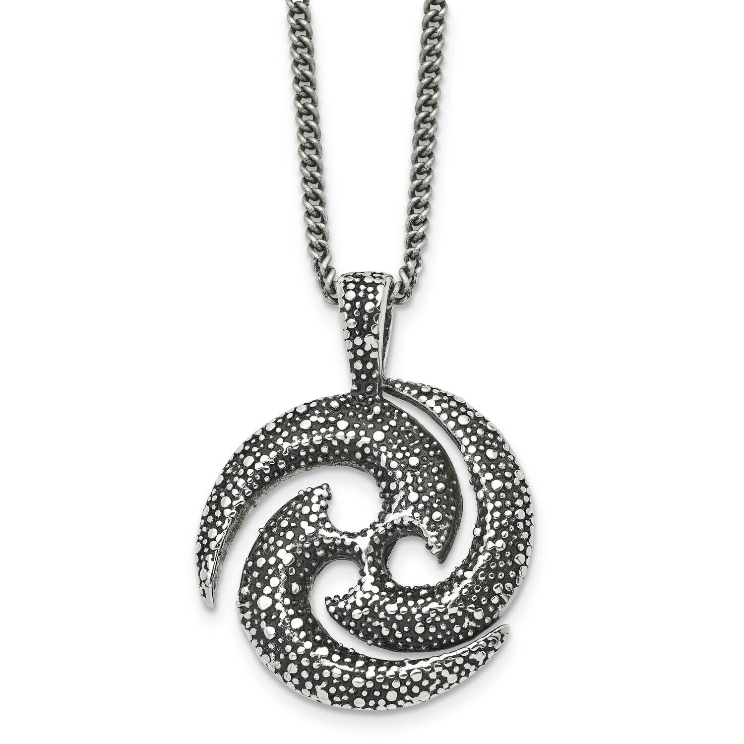 Textured Circle 22 Inch Necklace Stainless Steel Antiqued SRN1039-22 by Chisel, MPN: SRN1039-22, 88…