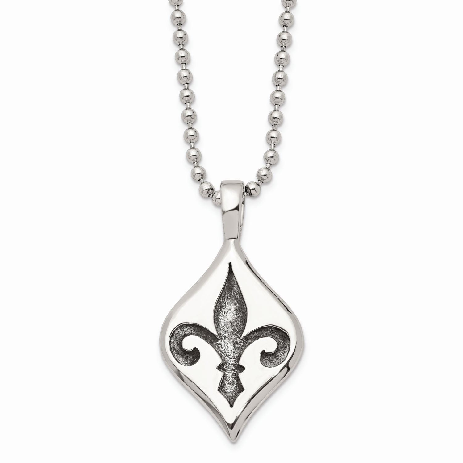Polished Fleur de lis Necklace Stainless Steel Antiqued SRN1050-22 by Chisel, MPN: SRN1050-22, 1911…
