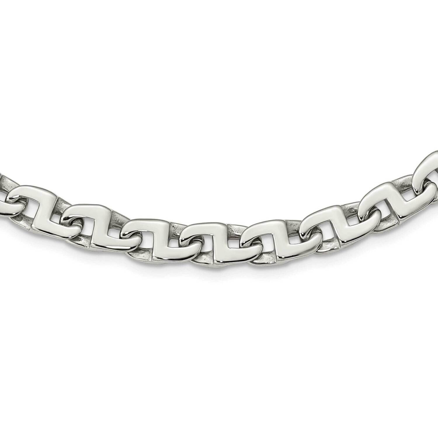 Fancy Squares Link Necklace Stainless Steel Polished SRN1099-24 by Chisel, MPN: SRN1099-24, 8839575…