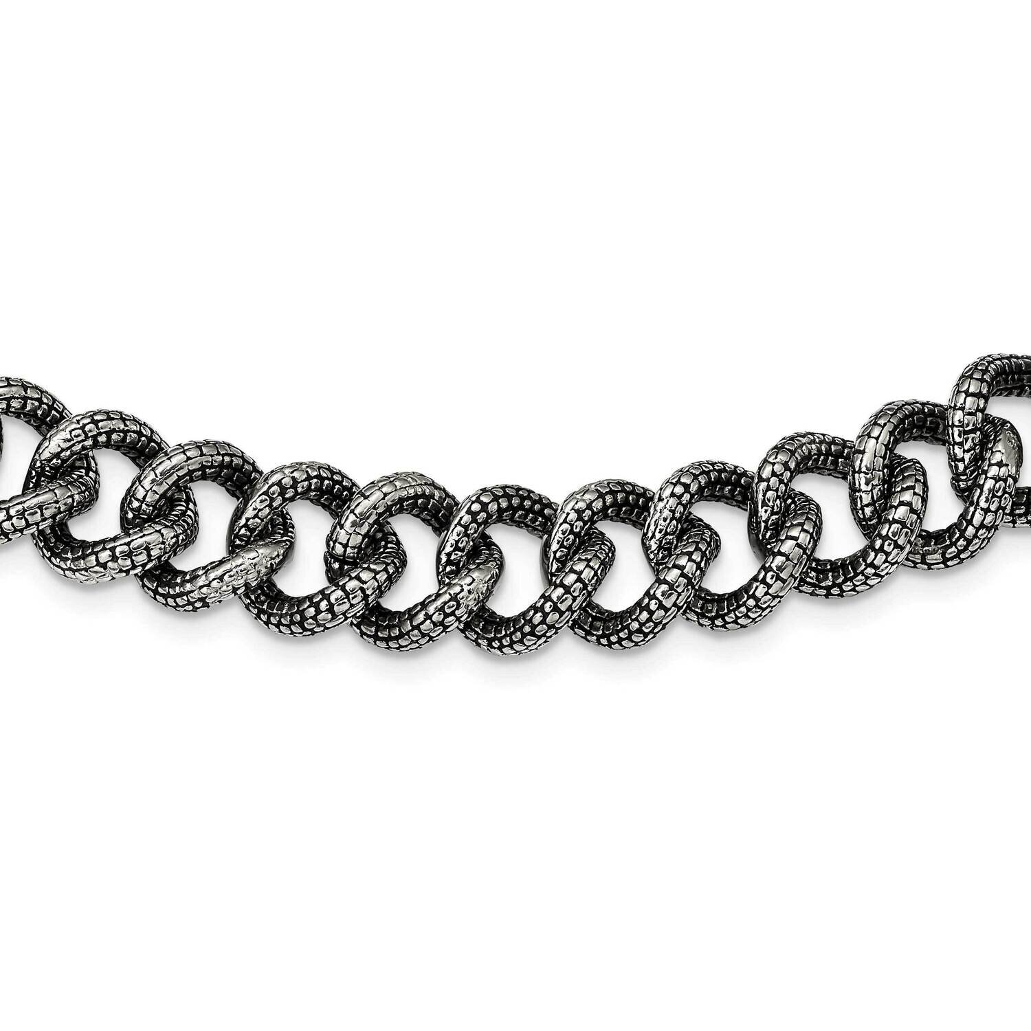 Textured Links 24 Inch Necklace Stainless Steel Antiqued SRN1105-24 by Chisel, MPN: SRN1105-24, 886…