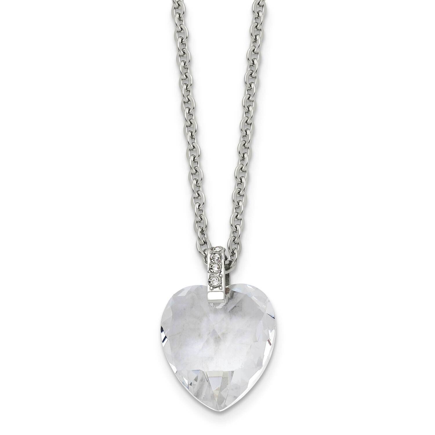 Crystal Heart &amp; CZ Stone 18 Inch Necklace Stainless Steel SRN1146-18 by Chisel, MPN: SRN1146-18, 88…