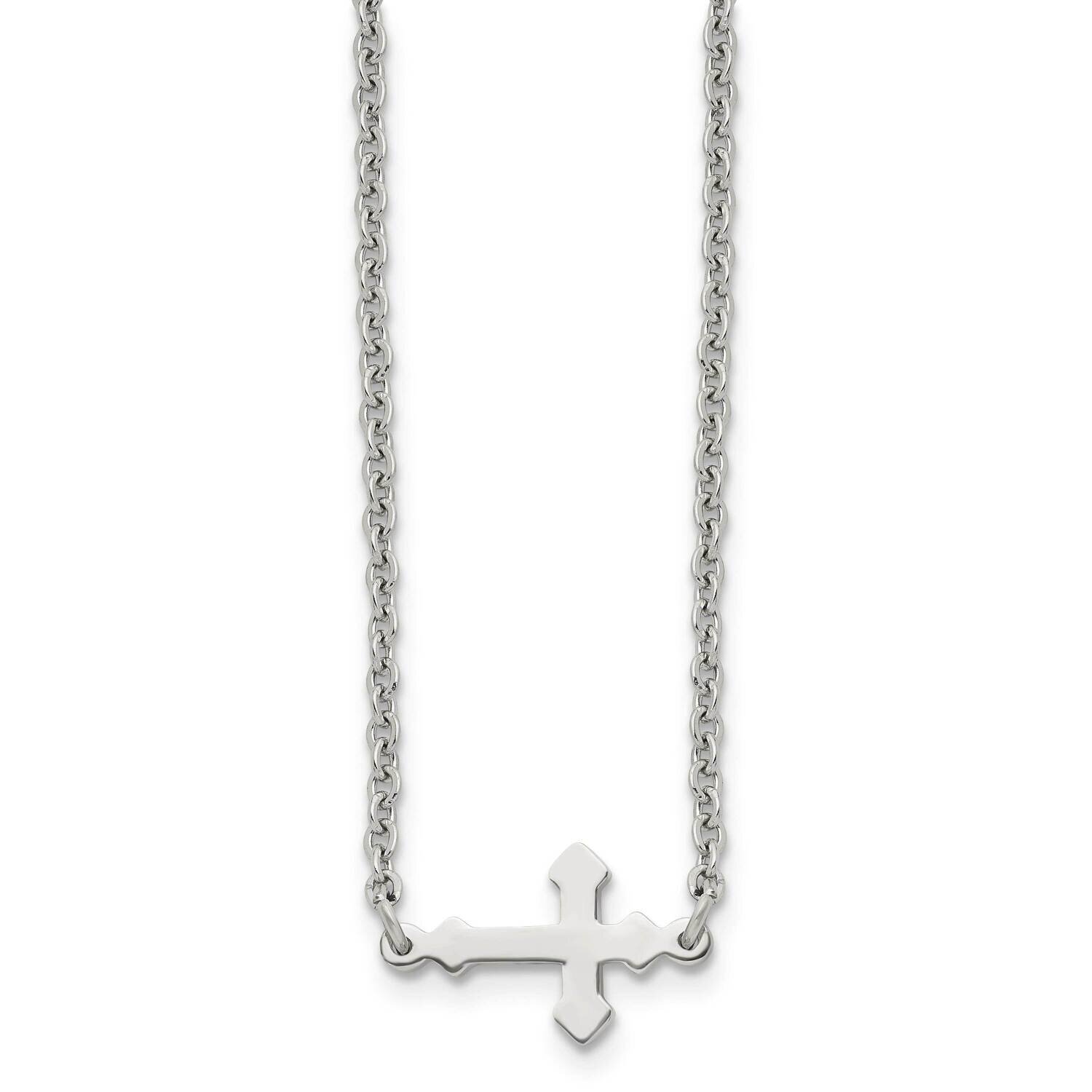 Sideways Cross 18 Inch Necklace Stainless Steel Polished SRN1204-18 by Chisel, MPN: SRN1204-18, 886…