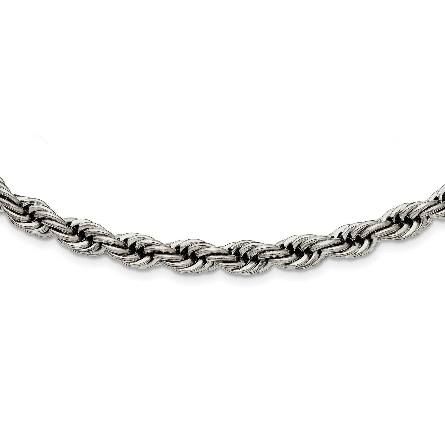 7mm Rope Necklace Stainless Steel Polished SRN1244-16 by Chisel, MPN: SRN1244-16, 886774968599