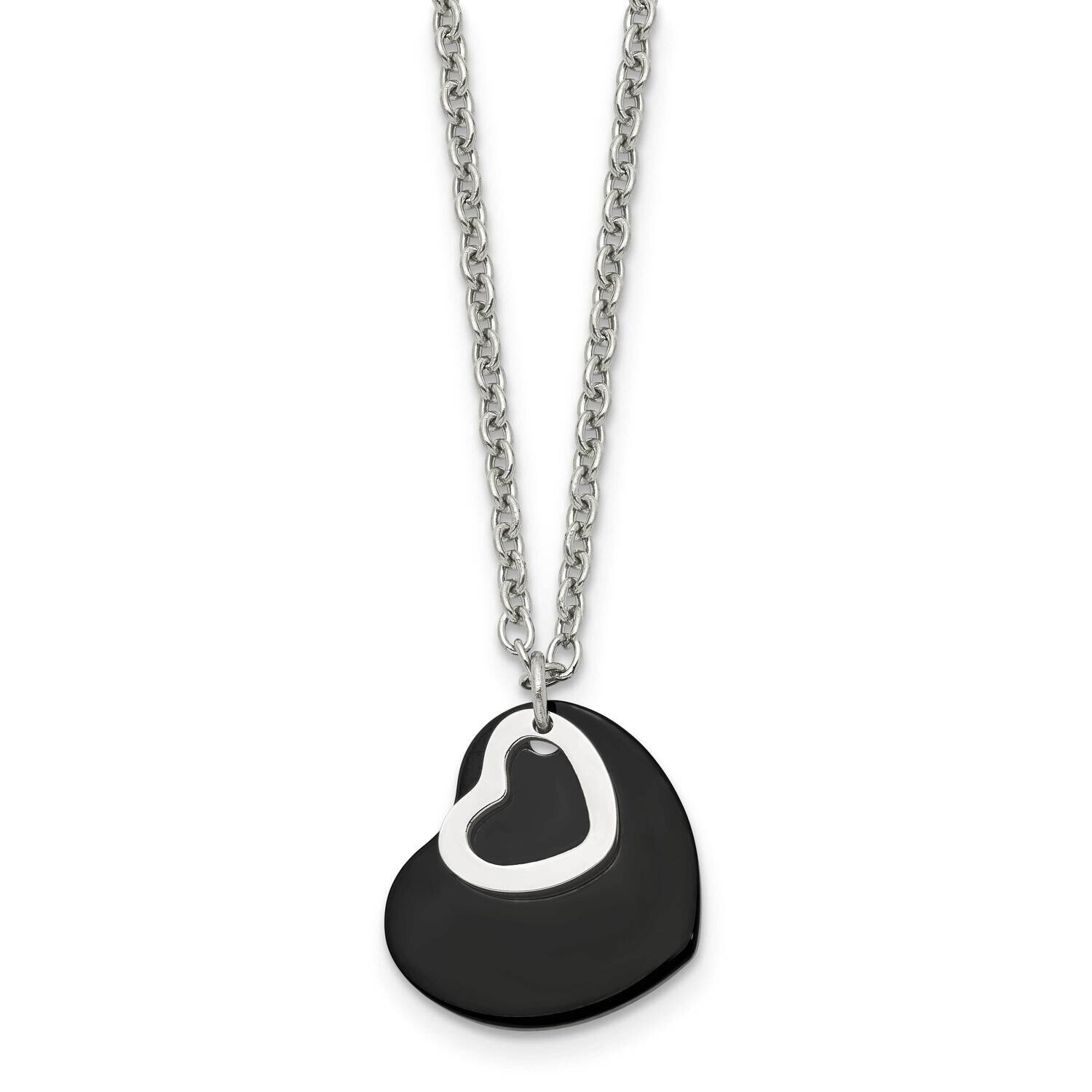 Black IP-plated Heart Necklace Stainless Steel Polished SRN1276-18 by Chisel, MPN: SRN1276-18, 8867…