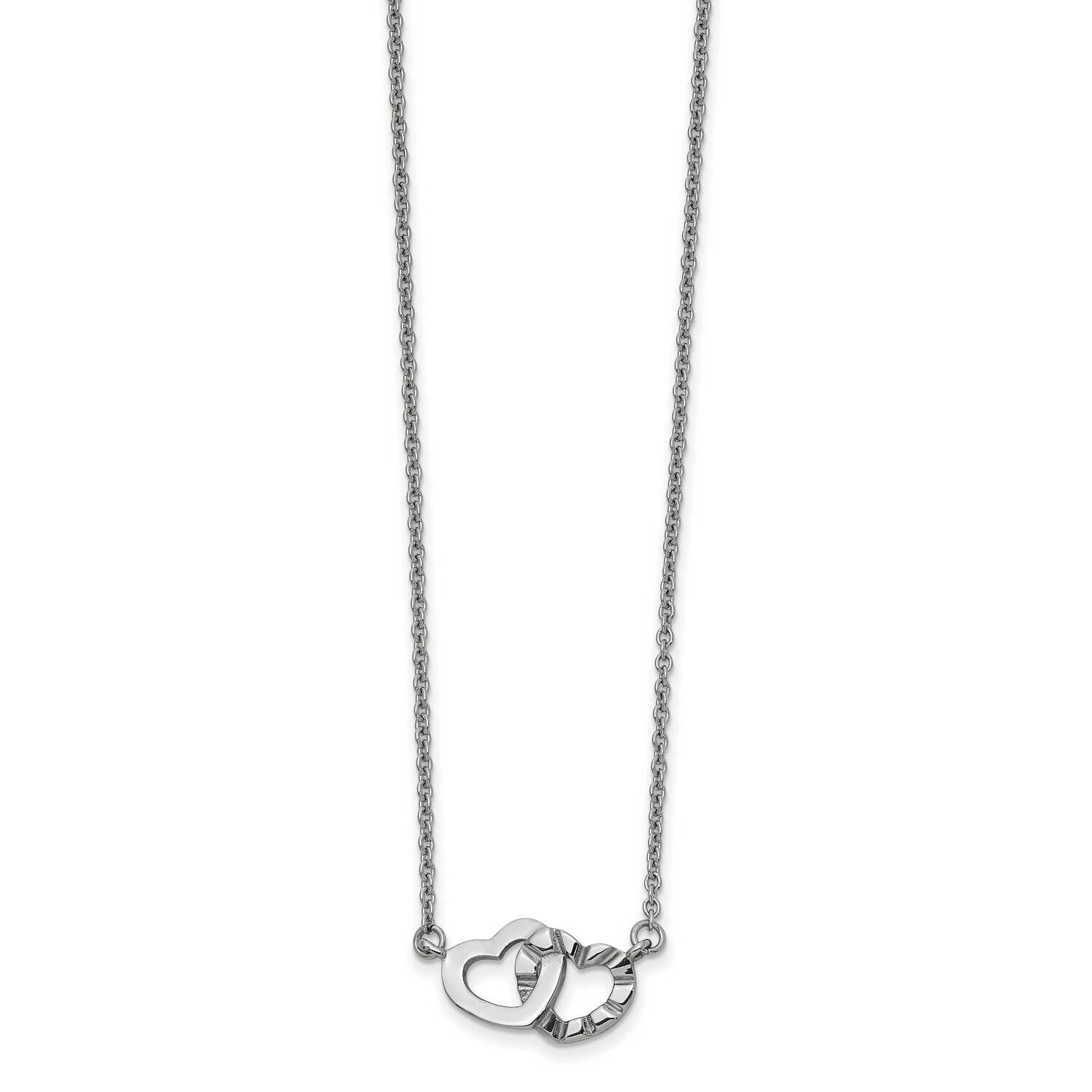 Interlocking Hearts Necklace Stainless Steel SRN1318-18 by Chisel, MPN: SRN1318-18, 191101020063