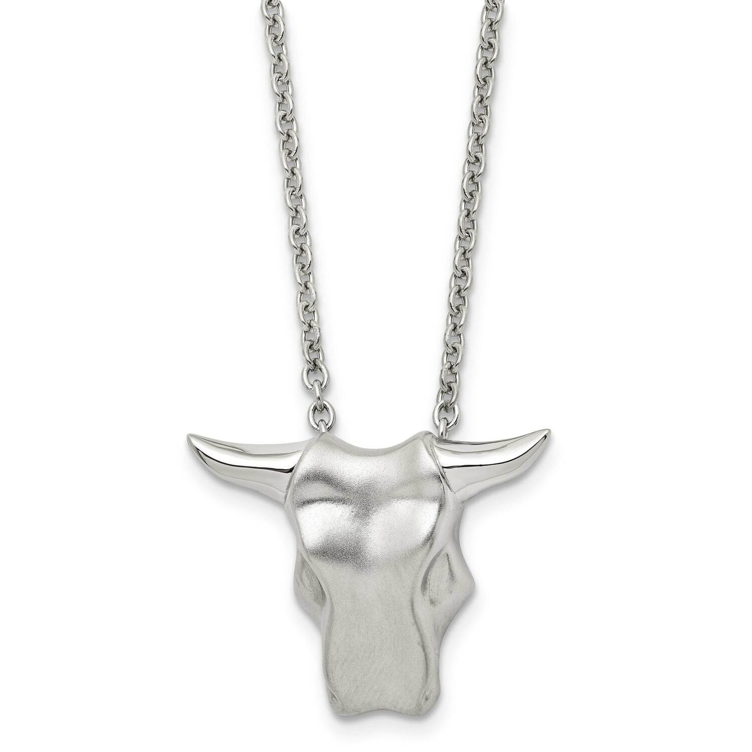 Bull Head Necklace Stainless Steel Brushed SRN1319-20 by Chisel, MPN: SRN1319-20, 886774264806
