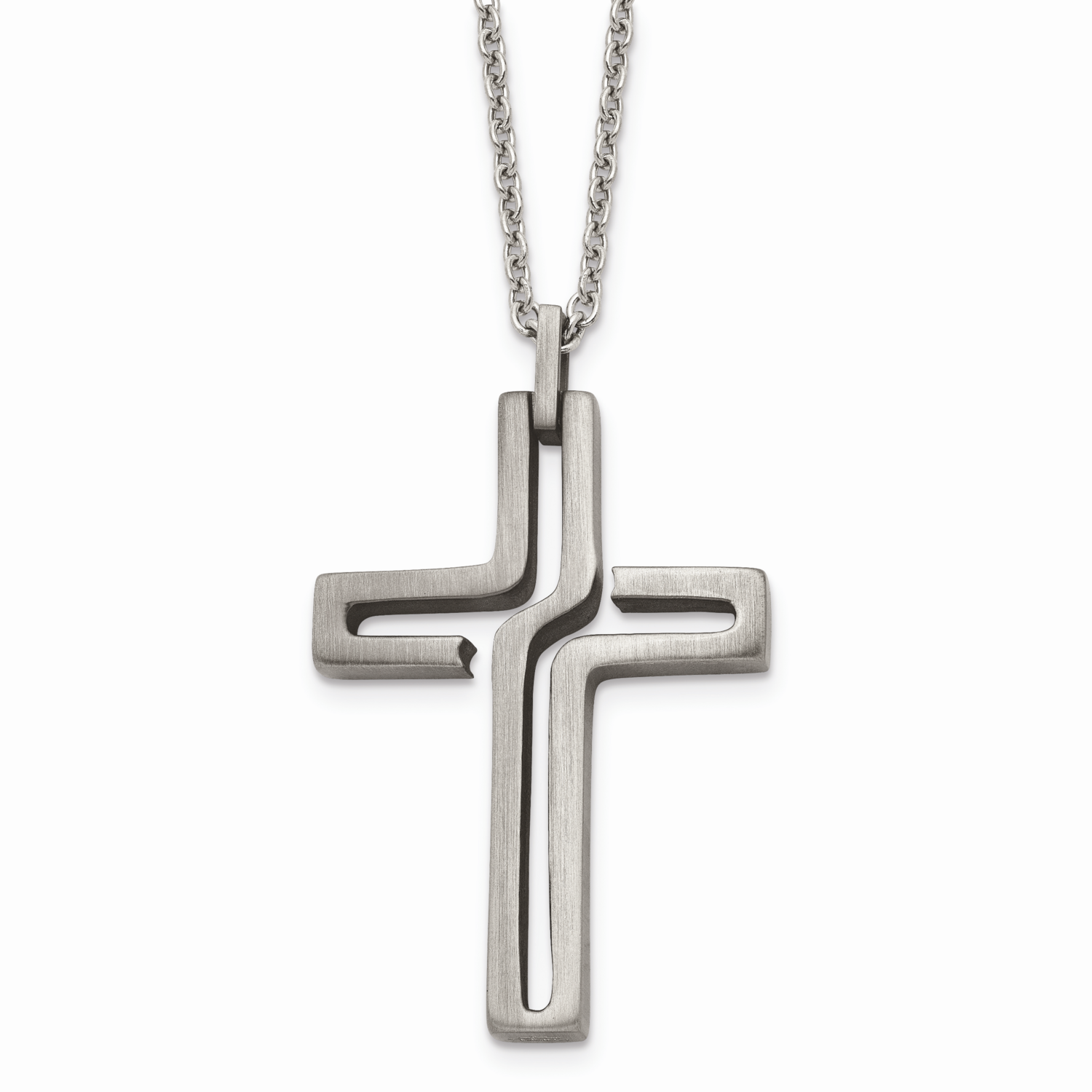 Antiqued Cross Necklace Stainless Steel Brushed SRN1321-20