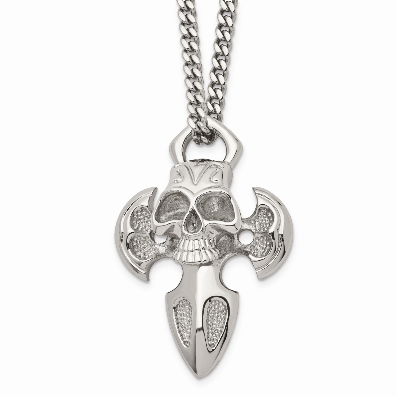 Cross with Skull Necklace Stainless Steel SRN134-24 by Chisel, MPN: SRN134-24, 883957734729