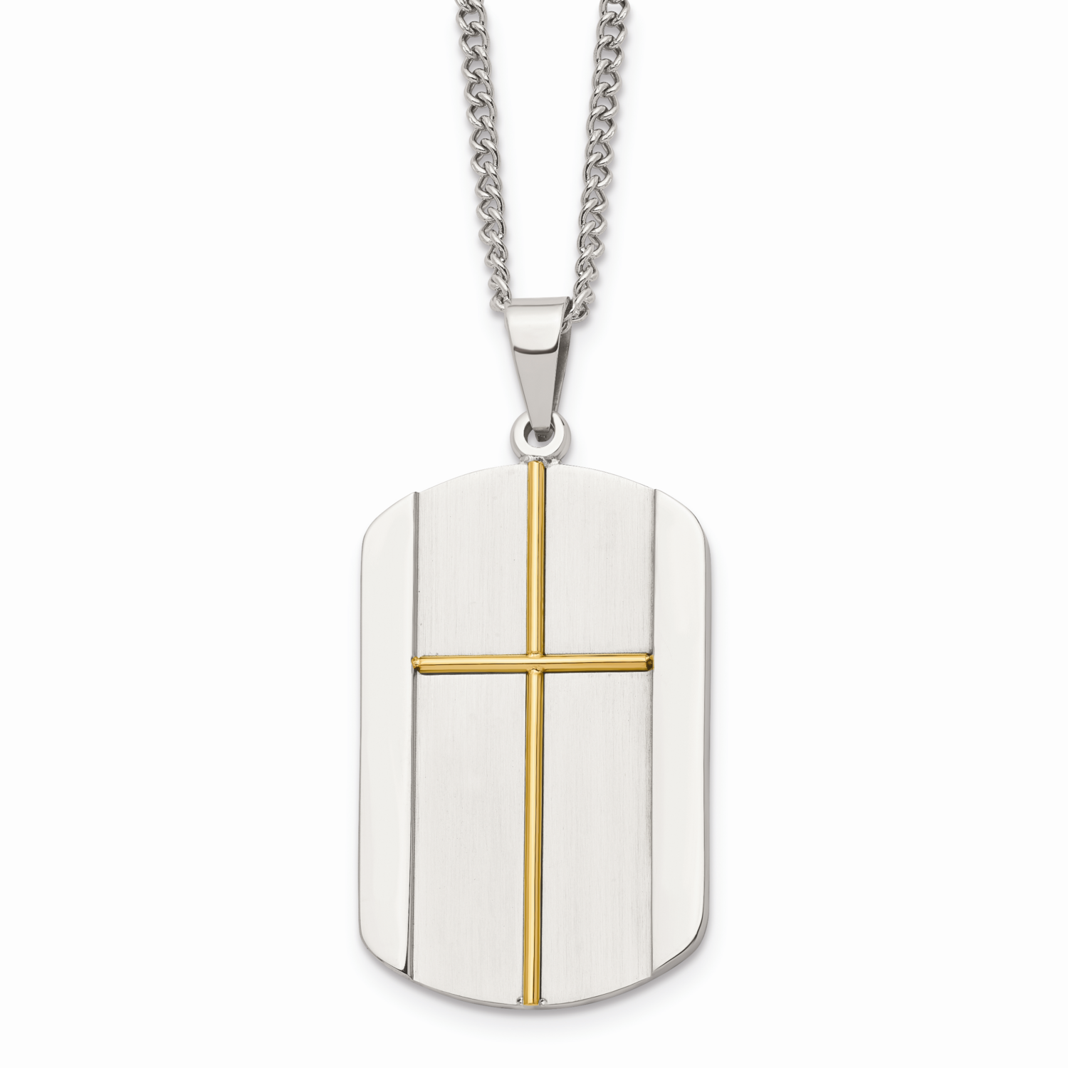 Yellow IP-plated Cross Brushed/Polished Necklace Stainless Steel SRN1349-22