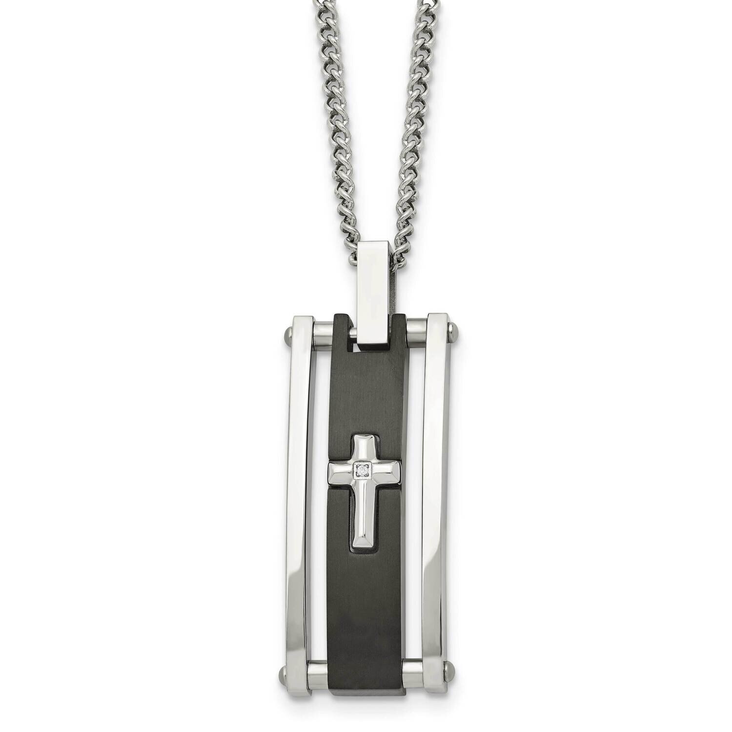 Cross Black IP-plated Polished Necklace Stainless Steel SRN1359-22