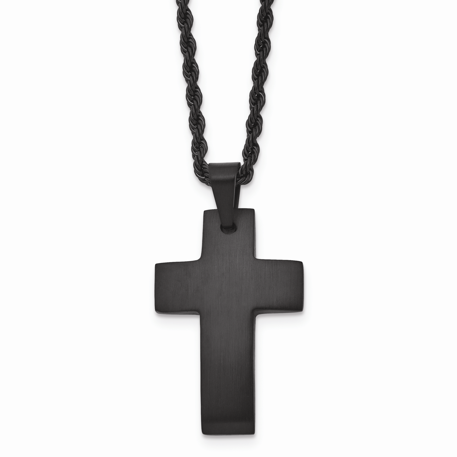 Black IP-plated Brushed Cross Necklace Stainless Steel SRN1360-20