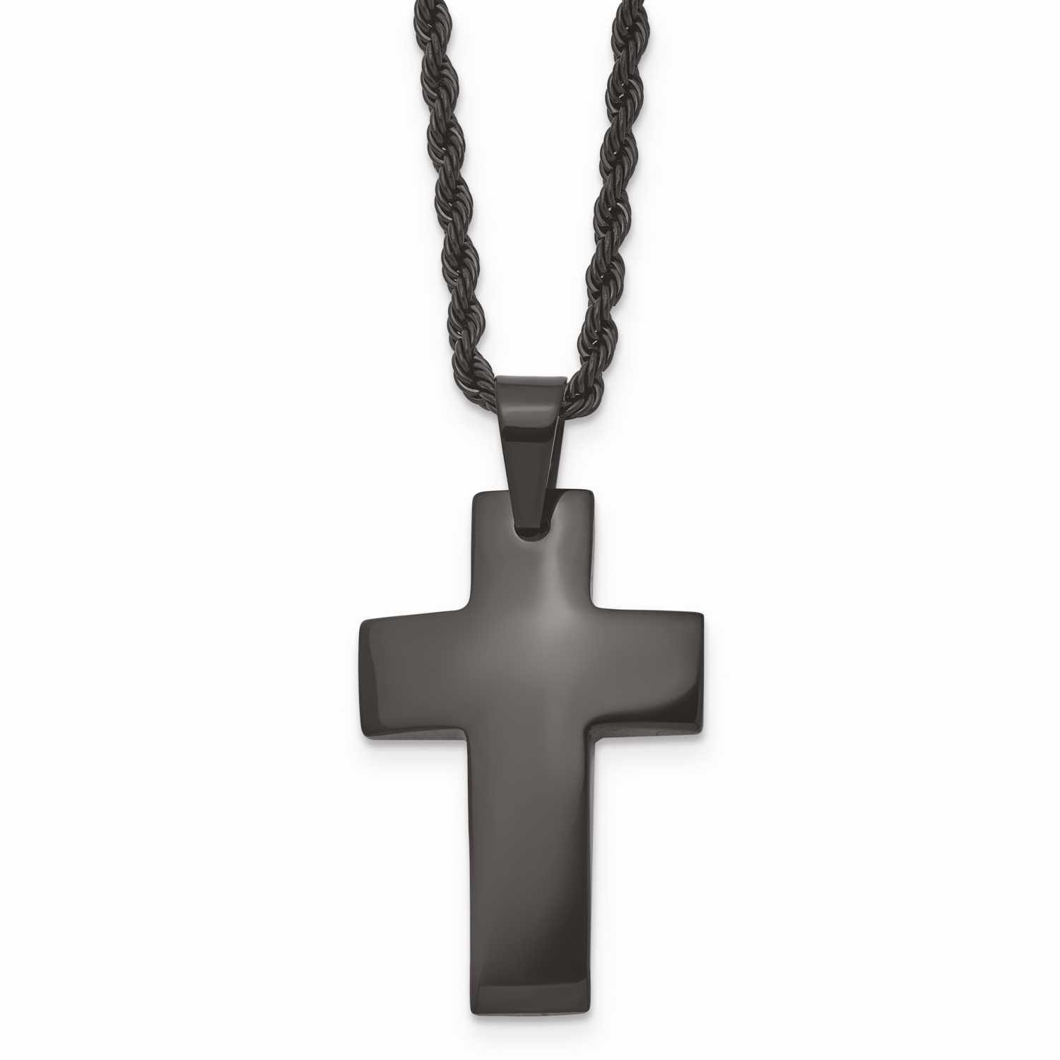 Black IP-plated Polished Cross Necklace Stainless Steel SRN1361-20