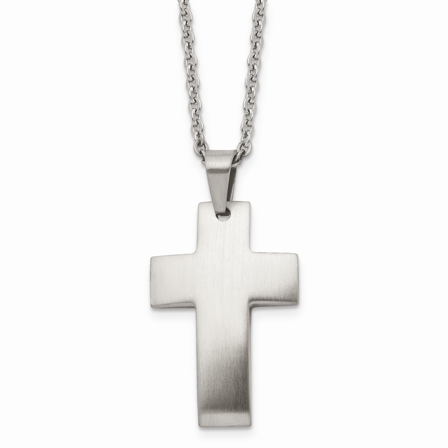 Cross Necklace Stainless Steel Brushed SRN1366-20 by Chisel, MPN: SRN1366-20, 883957028897