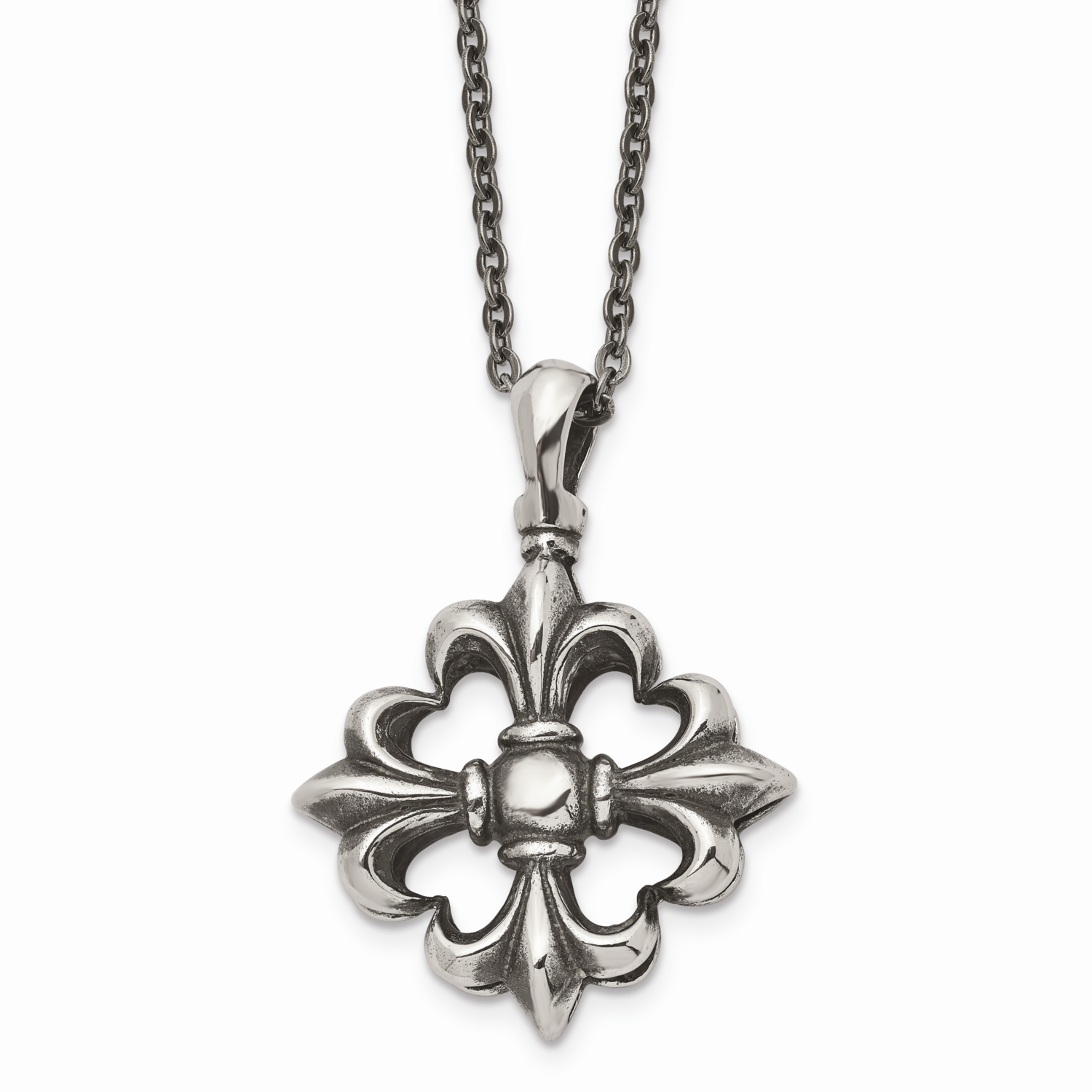 Antiqued Necklace Stainless Steel Polished SRN1382-18