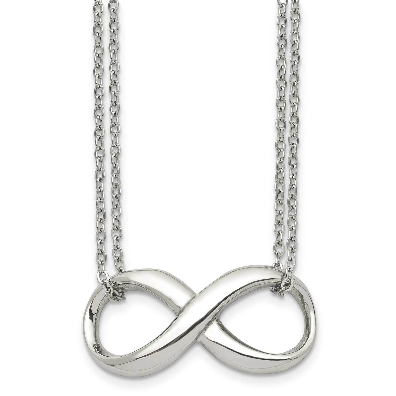 Two Strand Infinity Symbol Necklace Stainless Steel Polished SRN1408-18 by Chisel, MPN: SRN1408-18,…