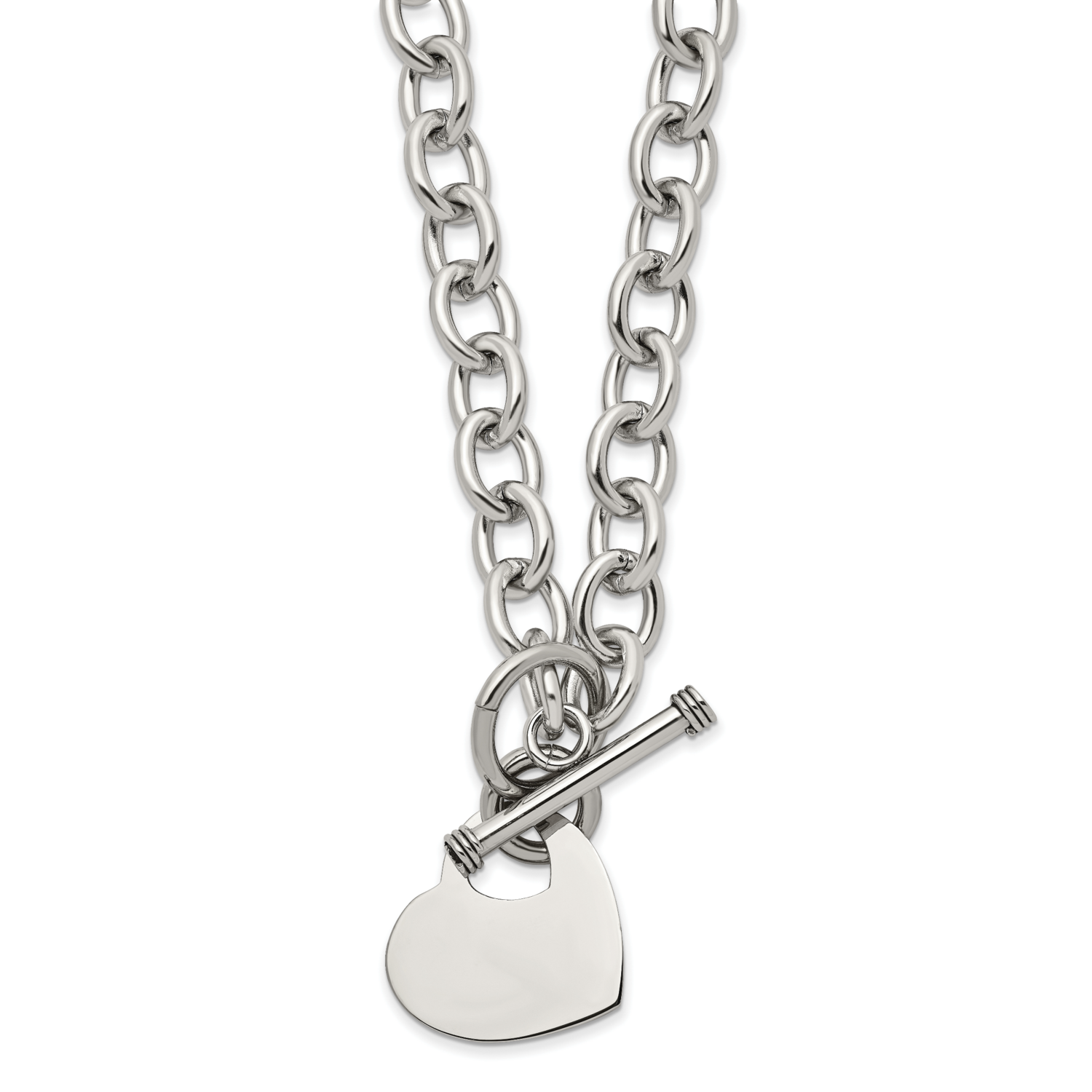 Heart Toggle Necklace Stainless Steel Polished SRN1464-18