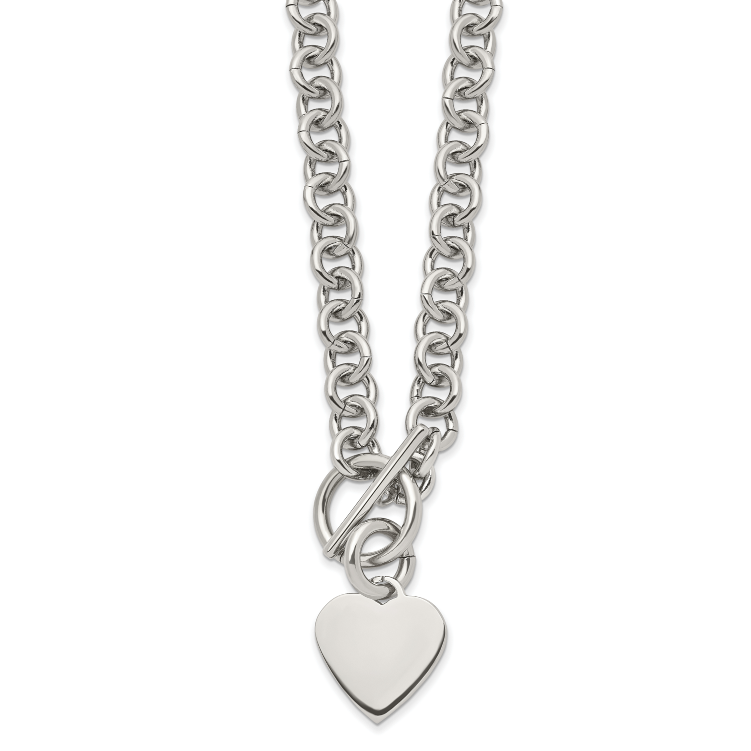 Heart Toggle Necklace Stainless Steel Polished SRN1465-18 by Chisel, MPN: SRN1465-18, 191101391781