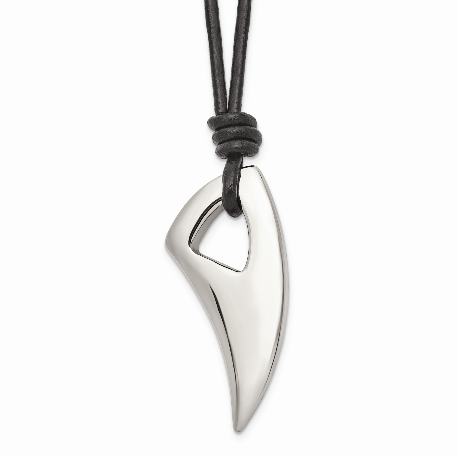 Claw Leather Cord Necklace Stainless Steel Polished SRN1473-20 by Chisel, MPN: SRN1473-20, 88677467…