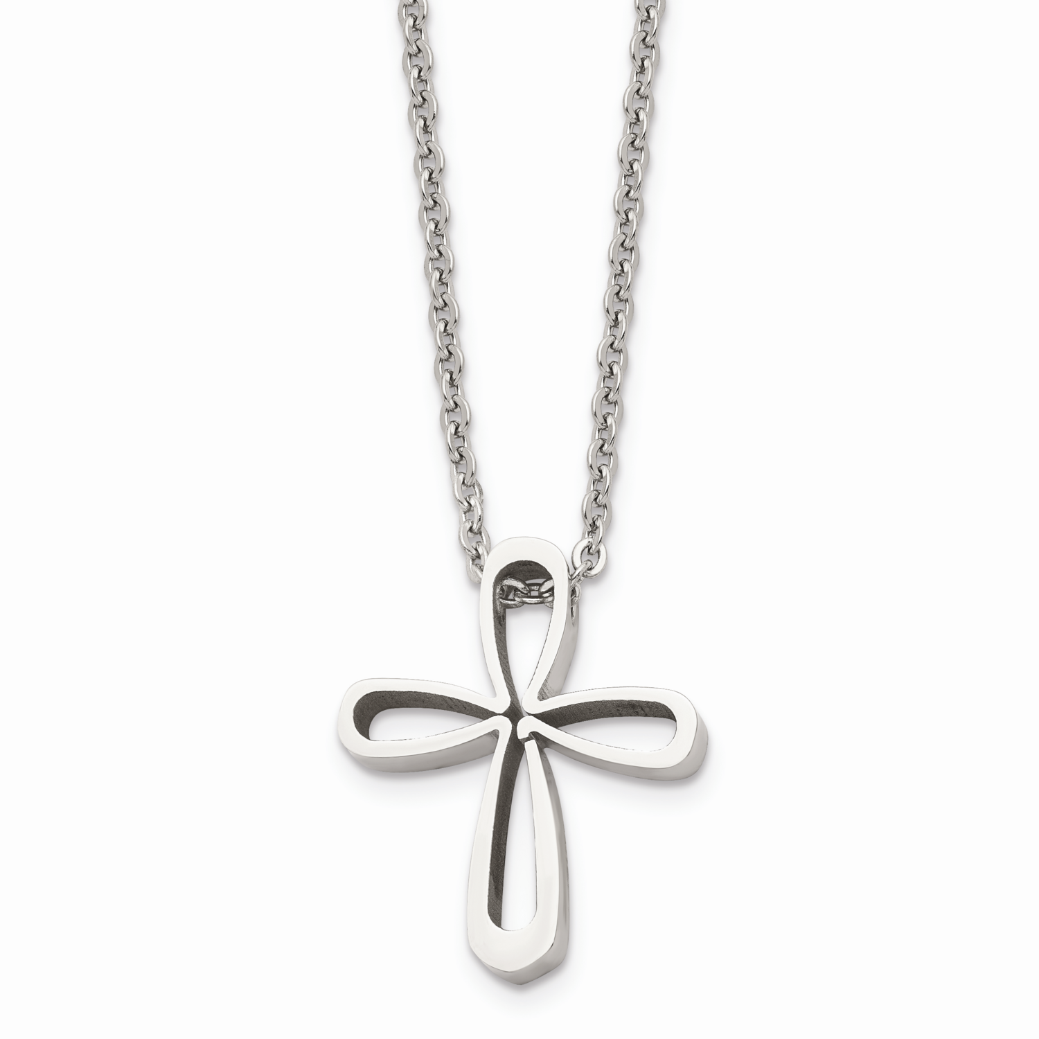 Cross Necklace Stainless Steel Polished SRN1478-18