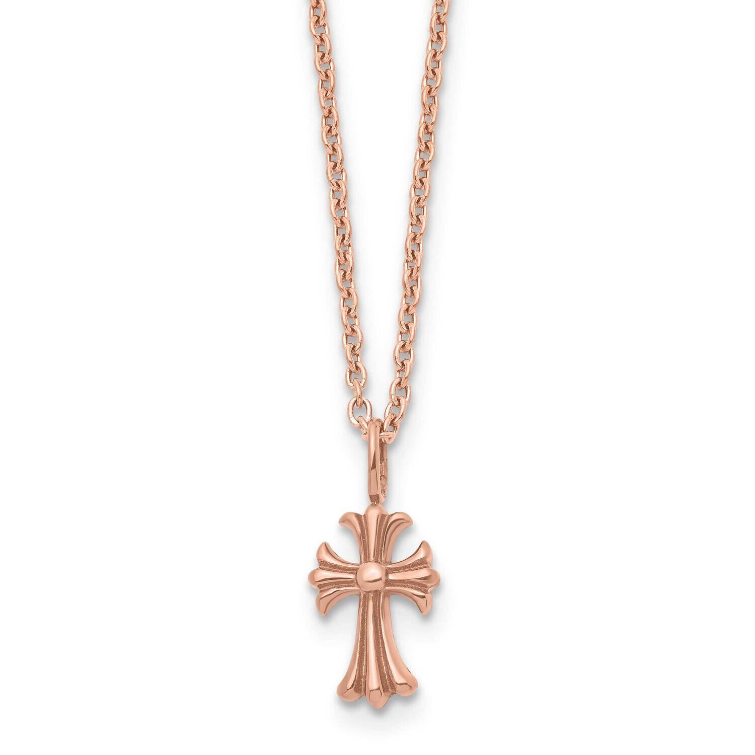 Pink IP-plated Cross Necklace Stainless Steel Polished SRN1525-18 by Chisel, MPN: SRN1525-18, 19110…