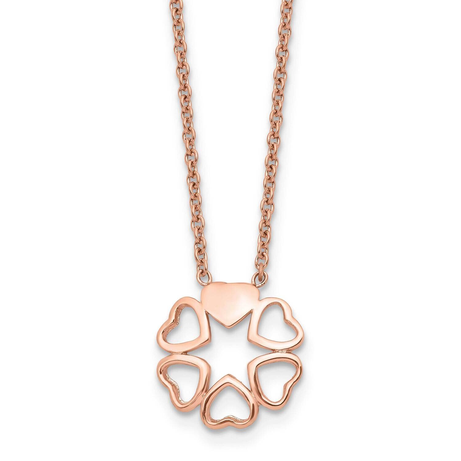 Pink IP-plated Circle of Hearts Necklace Stainless Steel Polished SRN1551-17.25 by Chisel, MPN: SRN…