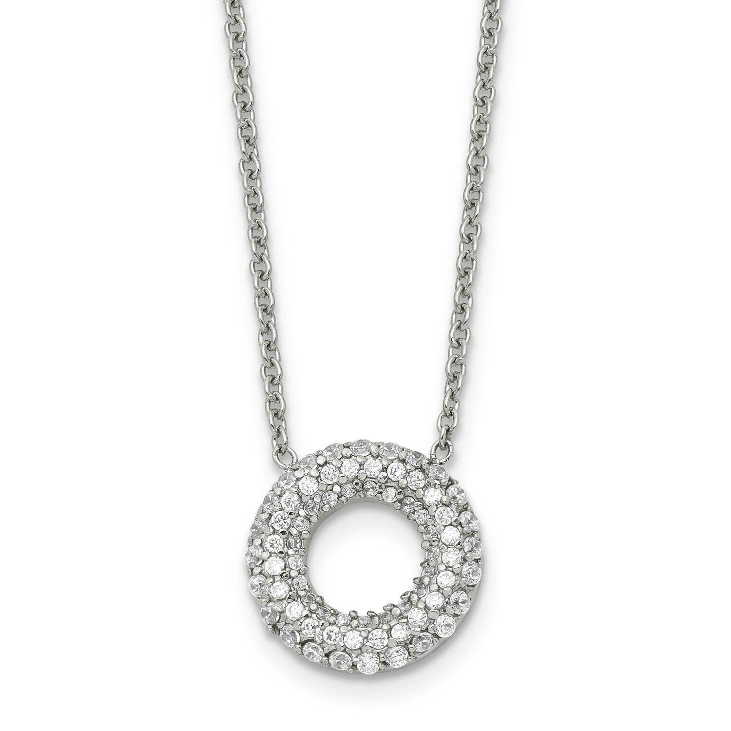Circle with CZ Stone Necklace Stainless Steel Polished SRN1555-18.25 by Chisel, MPN: SRN1555-18.25,…