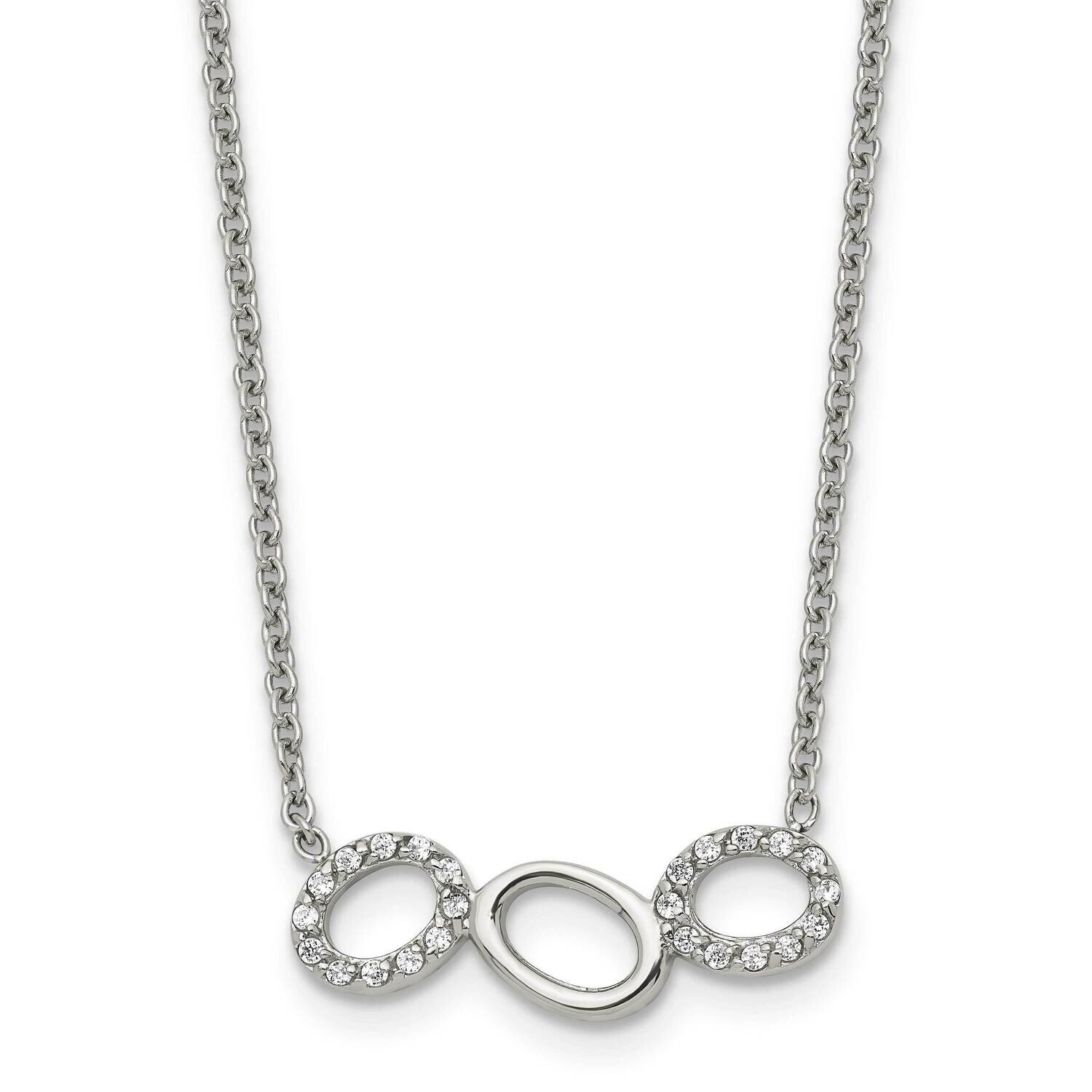 CZ Stone Stone Necklace Stainless Steel Polished SRN1556-18 by Chisel, MPN: SRN1556-18, 886774559544