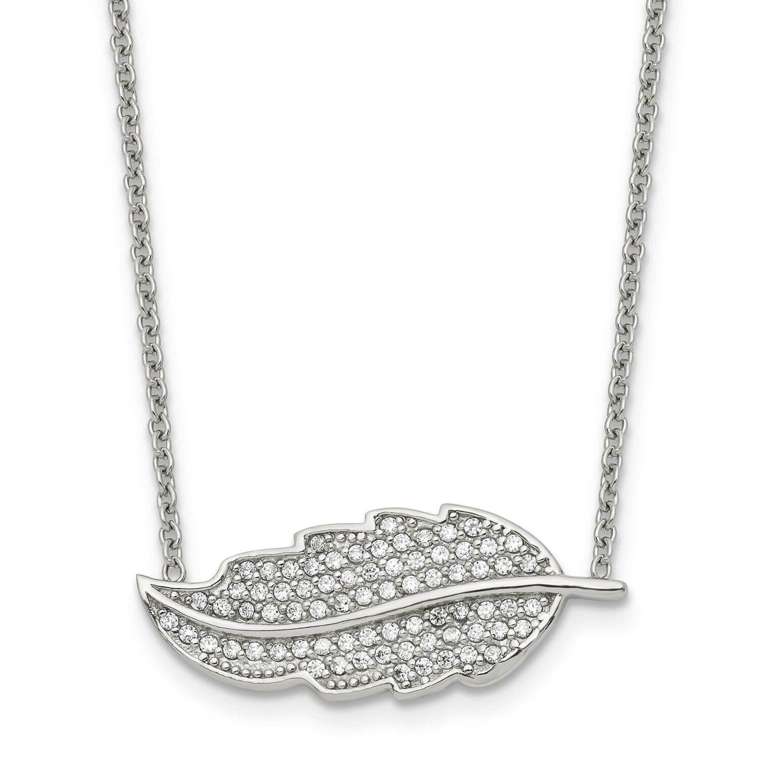 Leaf with CZ Stone Necklace Stainless Steel Polished SRN1557-18 by Chisel, MPN: SRN1557-18, 1911010…